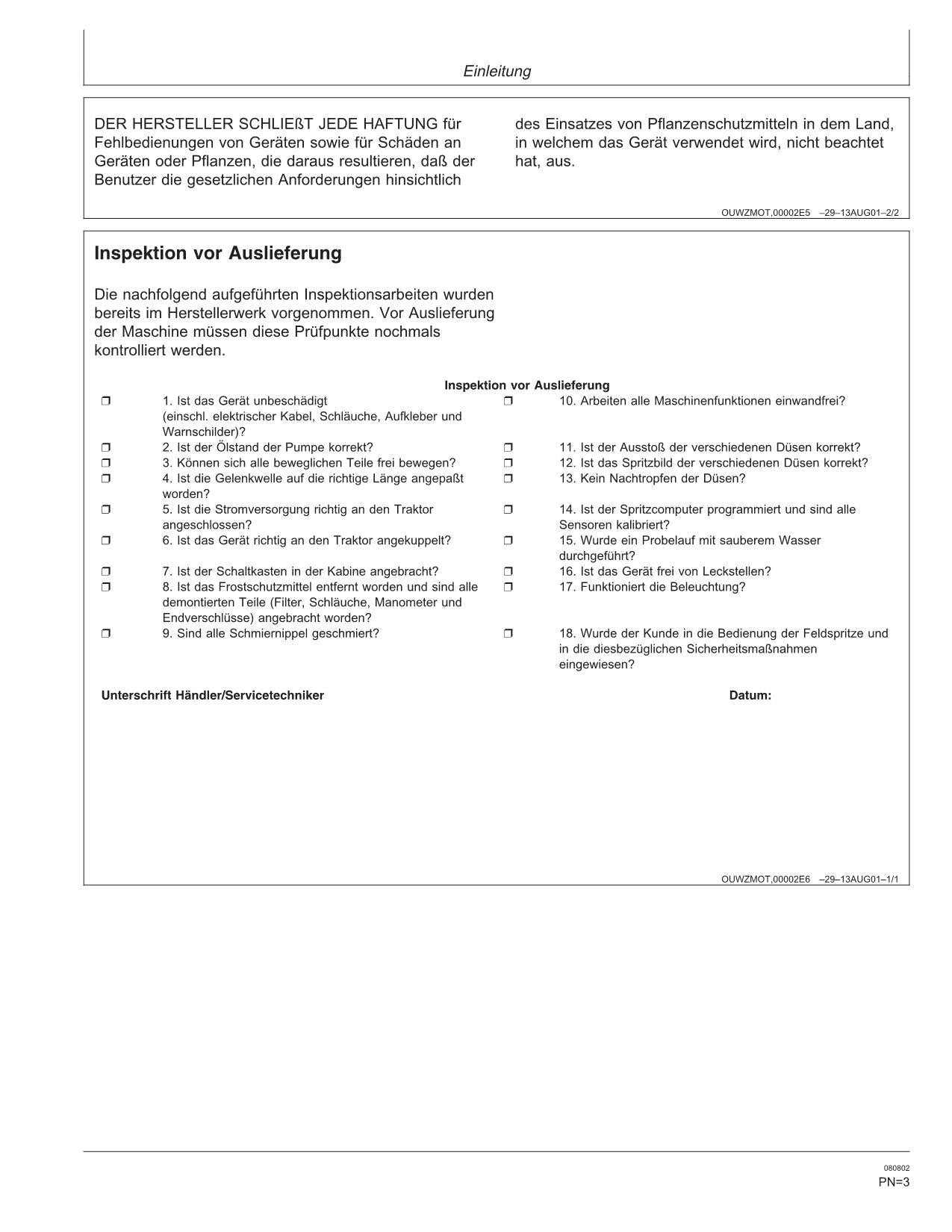 John Deere Aufbaufeldspritzen 508 510 512 EHC-2 Regeleinheit Betriebsanleitung