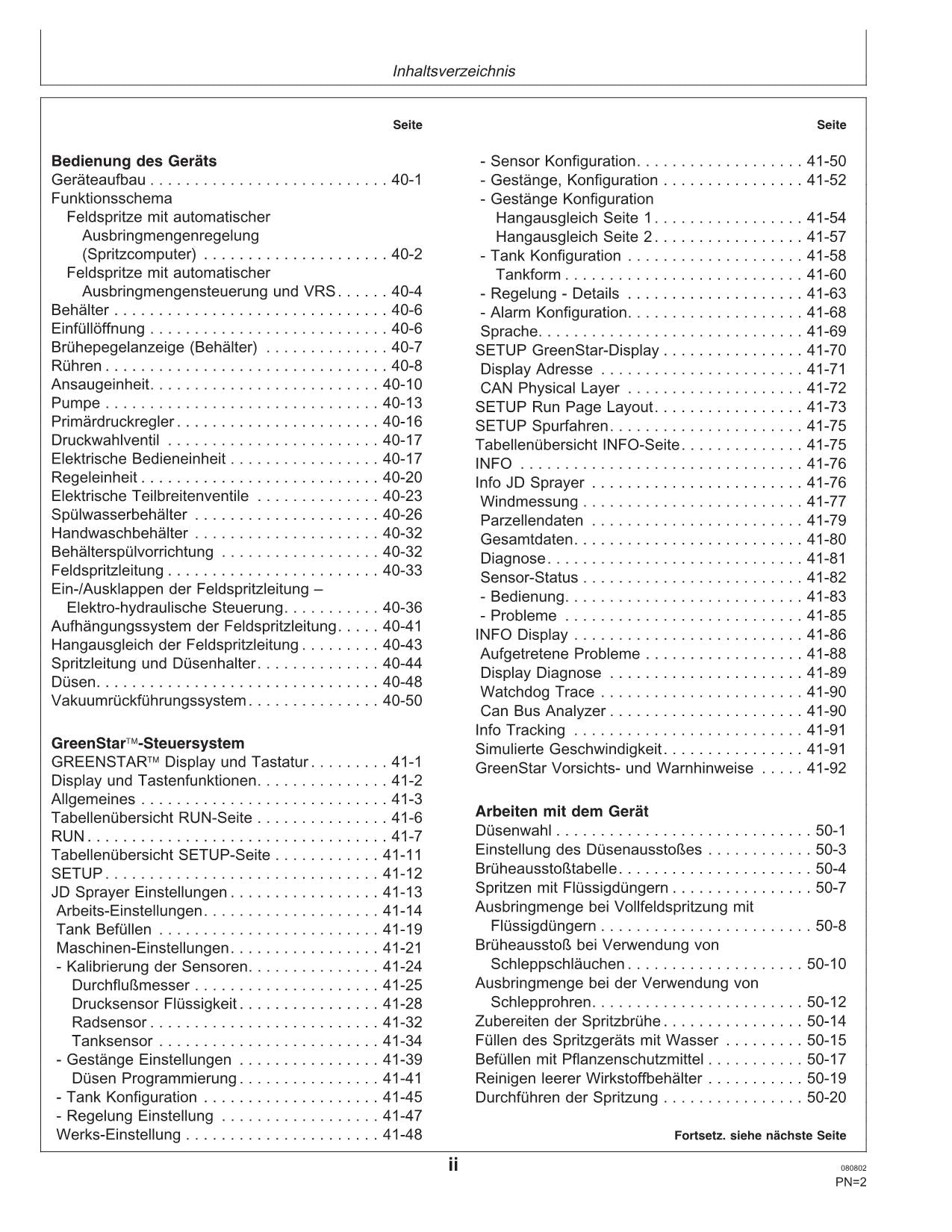 John Deere Aufbaufeldspritzen 508 510 512 EHC-2 Regeleinheit Betriebsanleitung