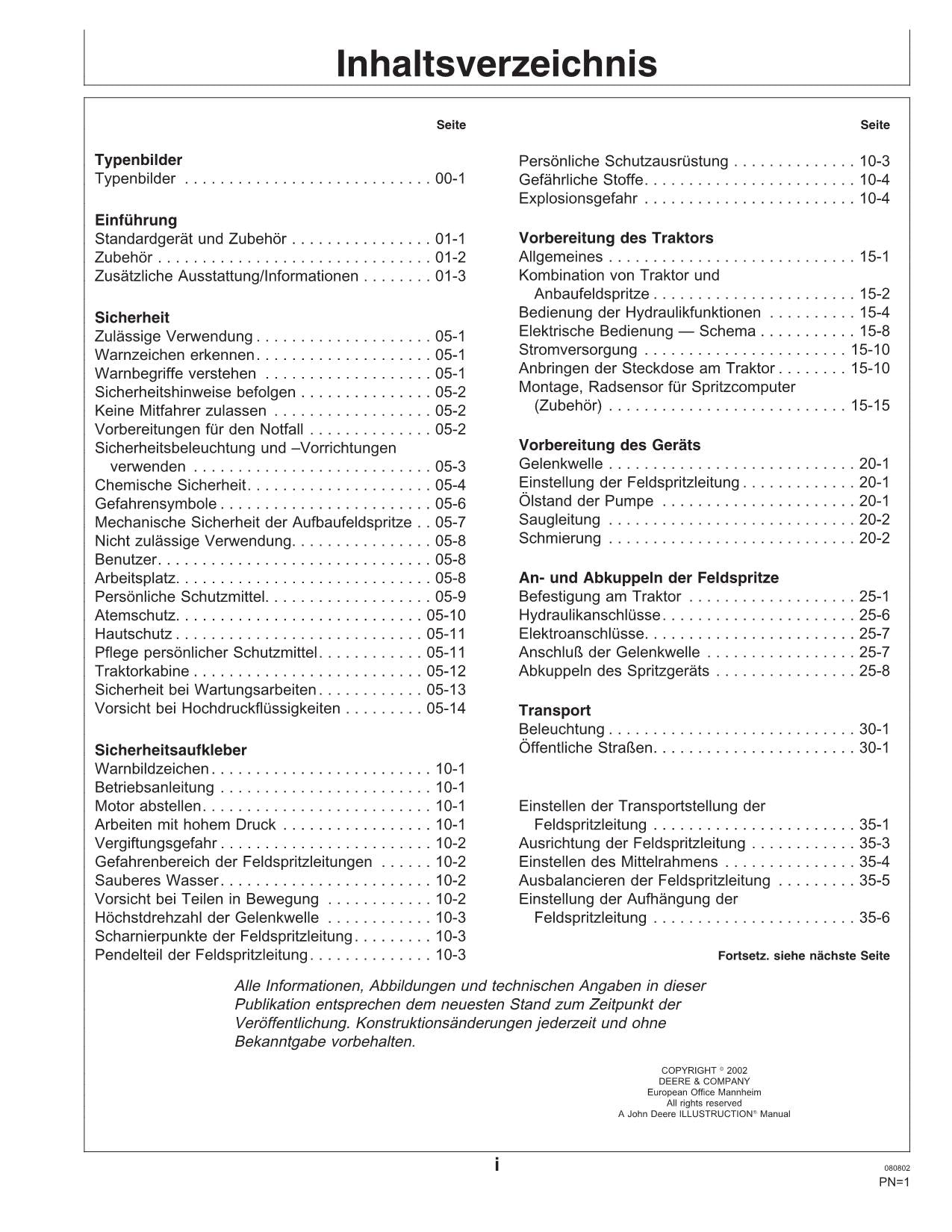 John Deere Aufbaufeldspritzen 508 510 512 EHC-2 Regeleinheit betriebsanleitung