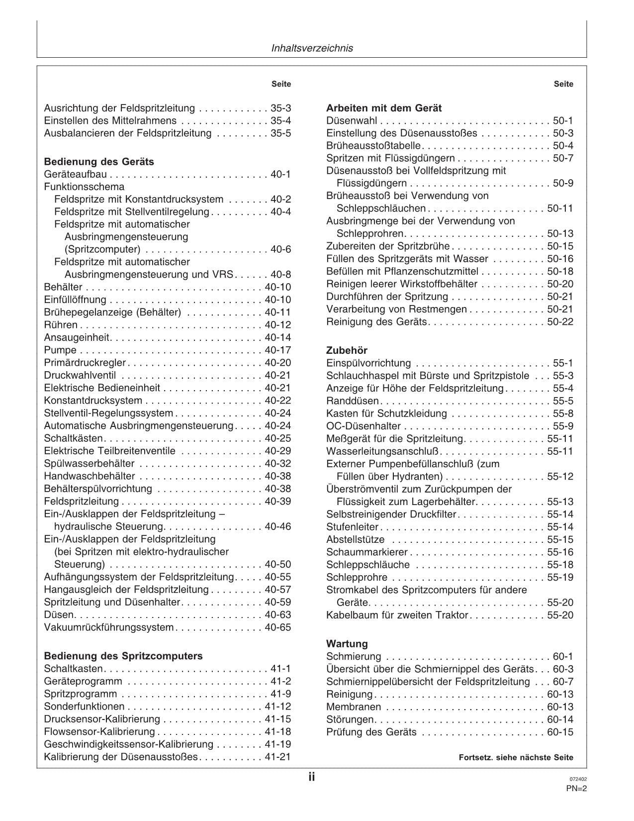 John Deere Anbaufeldspritze 508 510 Schaltkästen ELB-1 EL-4 betriebsanleitung