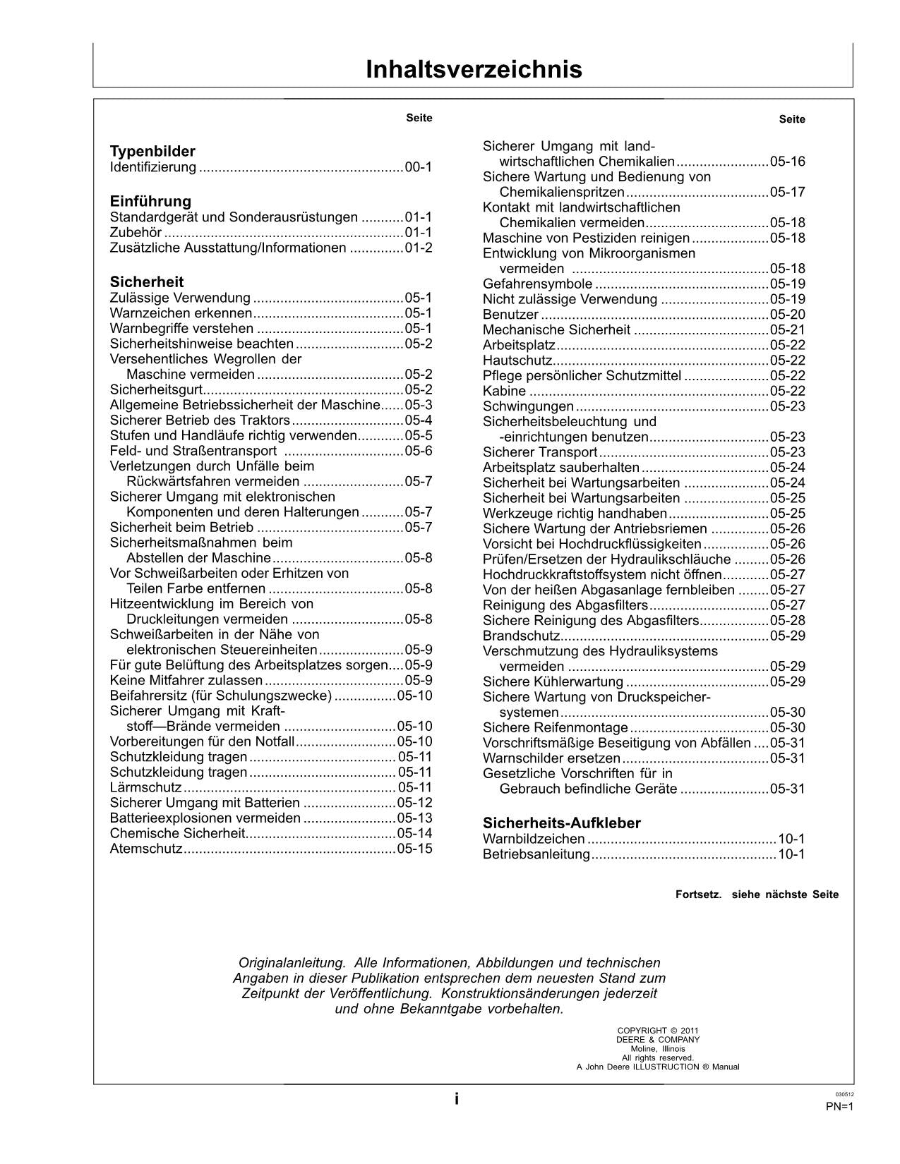 John Deere Fahrzeug 5430i Ausbringung abnehmbare Feldspritze betriebsanleitung