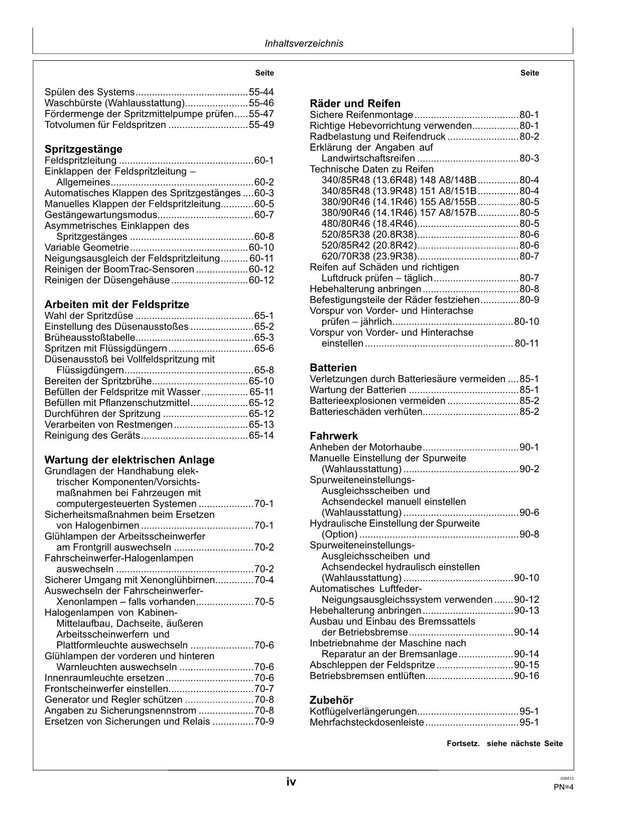 John Deere Fahrzeug 5430i Ausbringung abnehmbare Feldspritze Betriebsanleitung