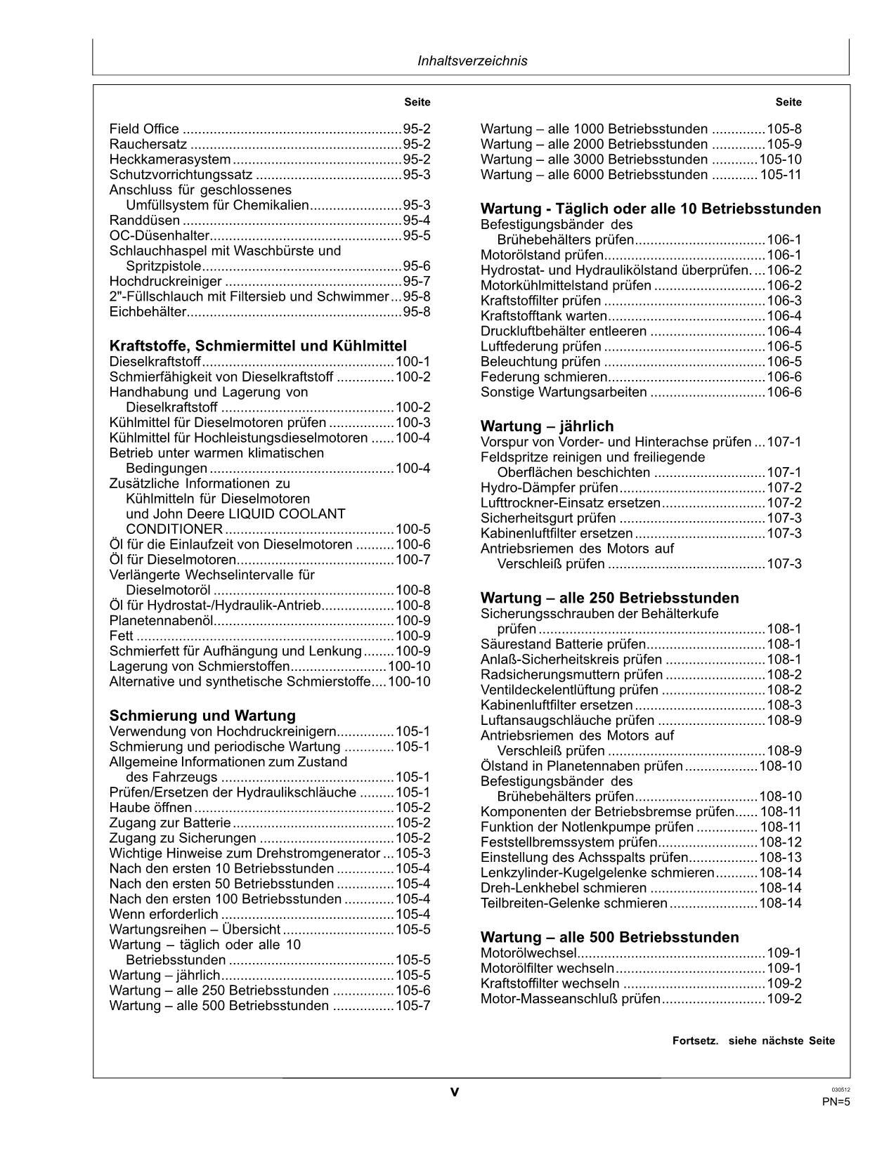 John Deere Fahrzeug 5430i Ausbringung abnehmbare Feldspritze betriebsanleitung