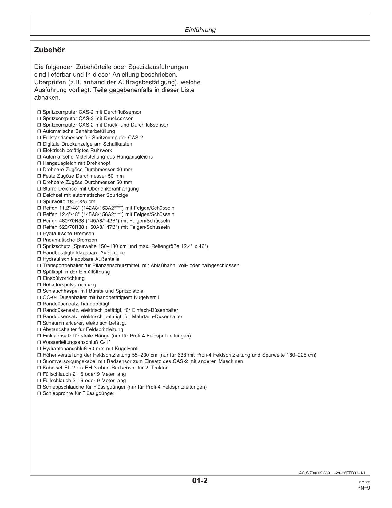 John Deere Aufbaufeldspritzen 632 638 manuel d'instructions