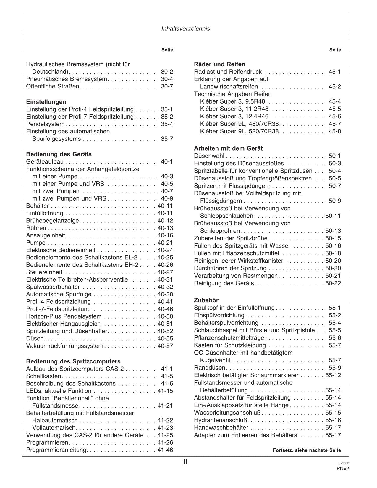 John Deere Aufbaufeldspritzen 632 638 betriebsanleitung