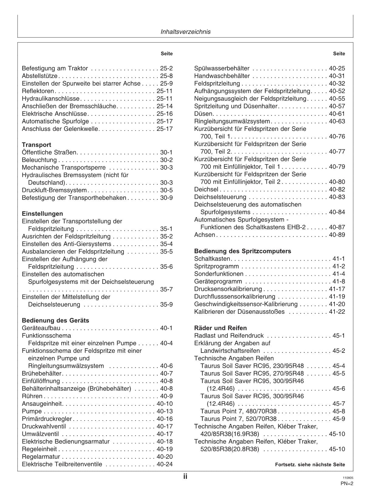 John Deere Anhängefeldspritzen 724 732 740 manuel d'utilisation