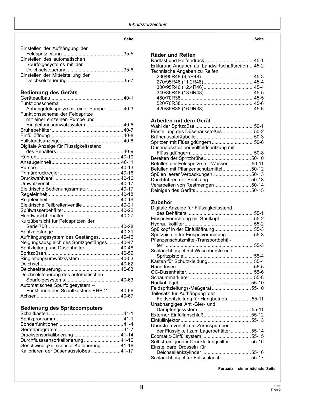 John Deere Anhängefeldspritze 724 732 740 mit EL4 Regeleinheit betriebsanleitung