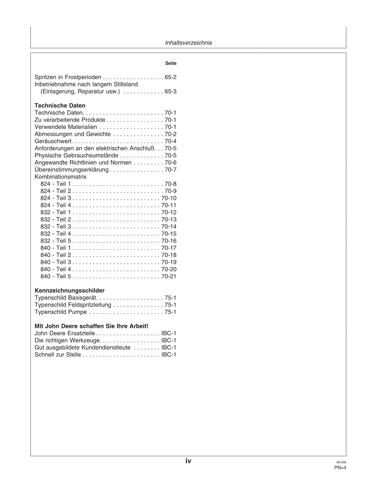 John Deere Anhängefeldspritze 824 832 840 EL-4 Regeleinheit betriebsanleitung