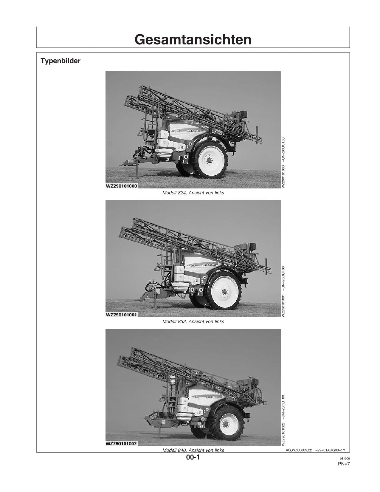 John Deere Anhängefeldspritze 824 832 840 EL-4 Regeleinheit betriebsanleitung