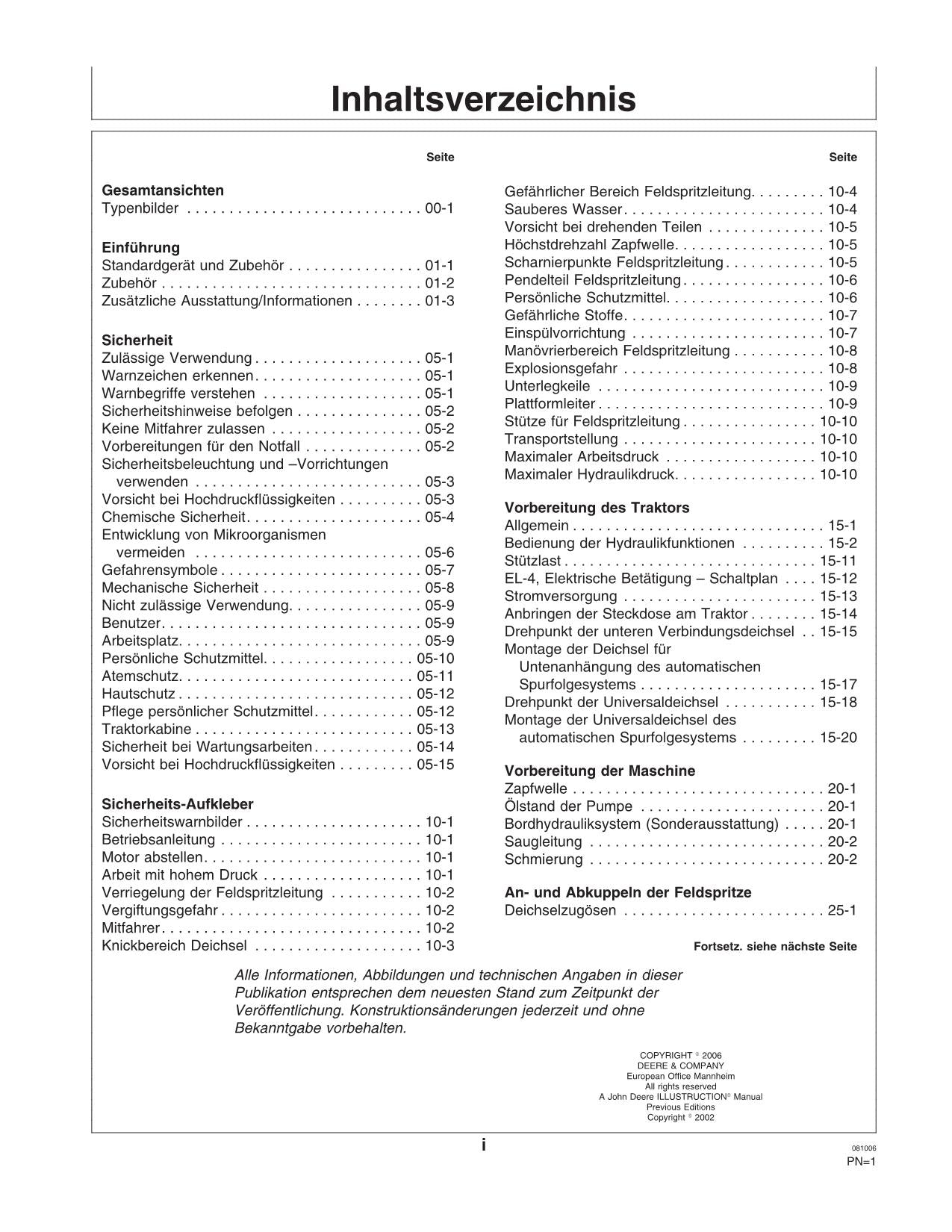 John Deere Anhängefeldspritze 824 832 840 EL-4 Regeleinheit betriebsanleitung