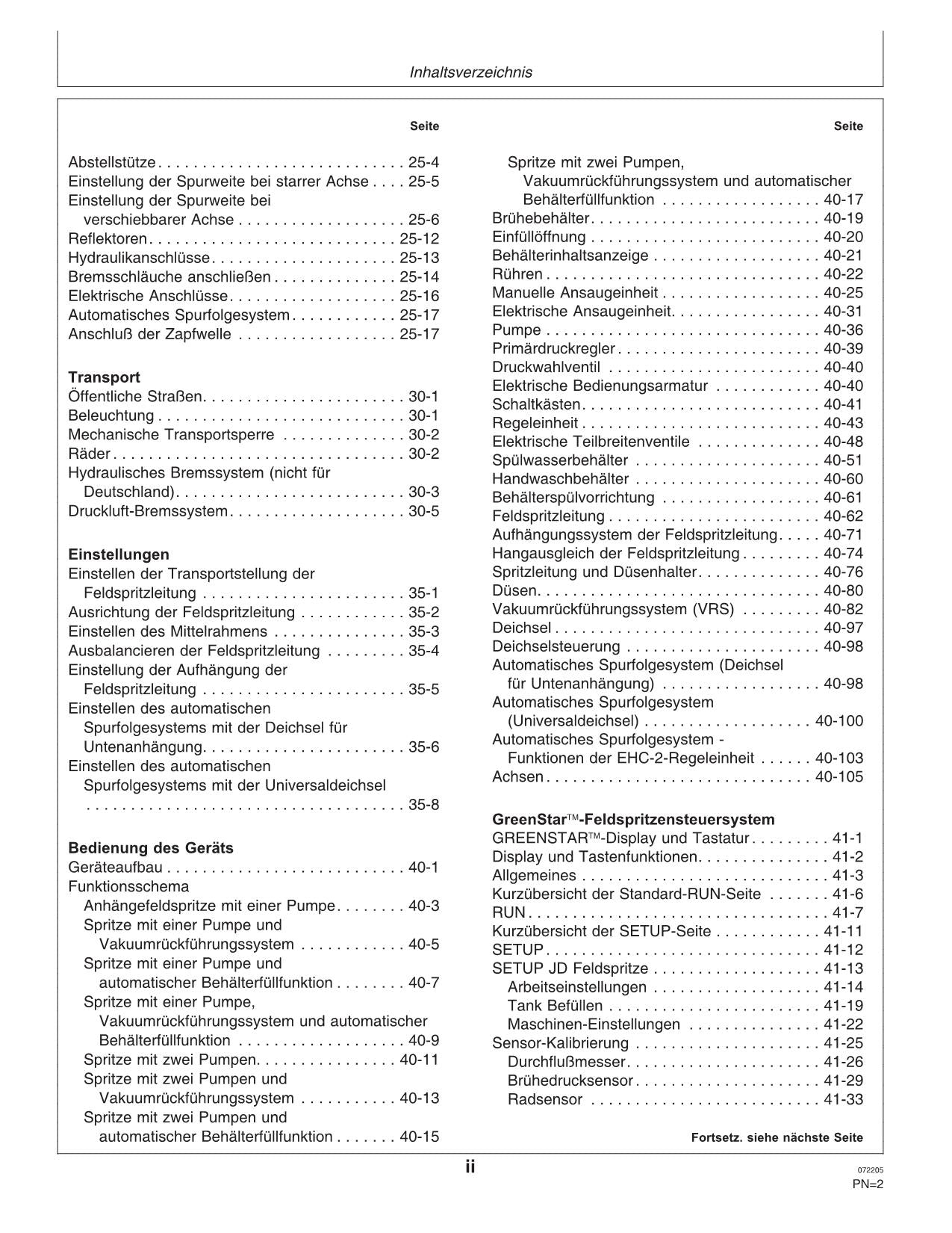 John Deere Anhängefeldspritze 824 832 840 EHC-2-Regeleinheit betriebsanleitung