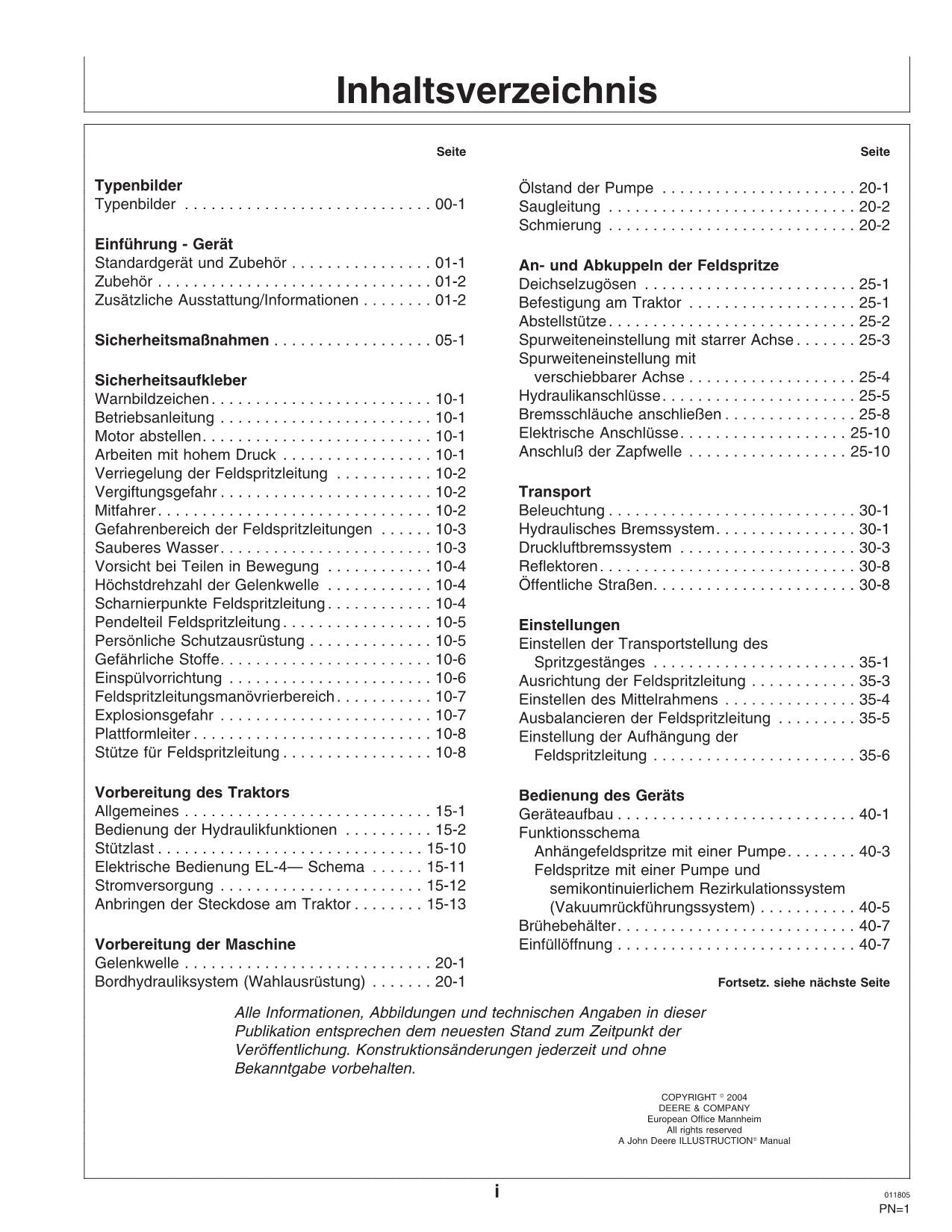 John Deere Anhängefeldspritzen 824SE 832SE betriebsanleitung