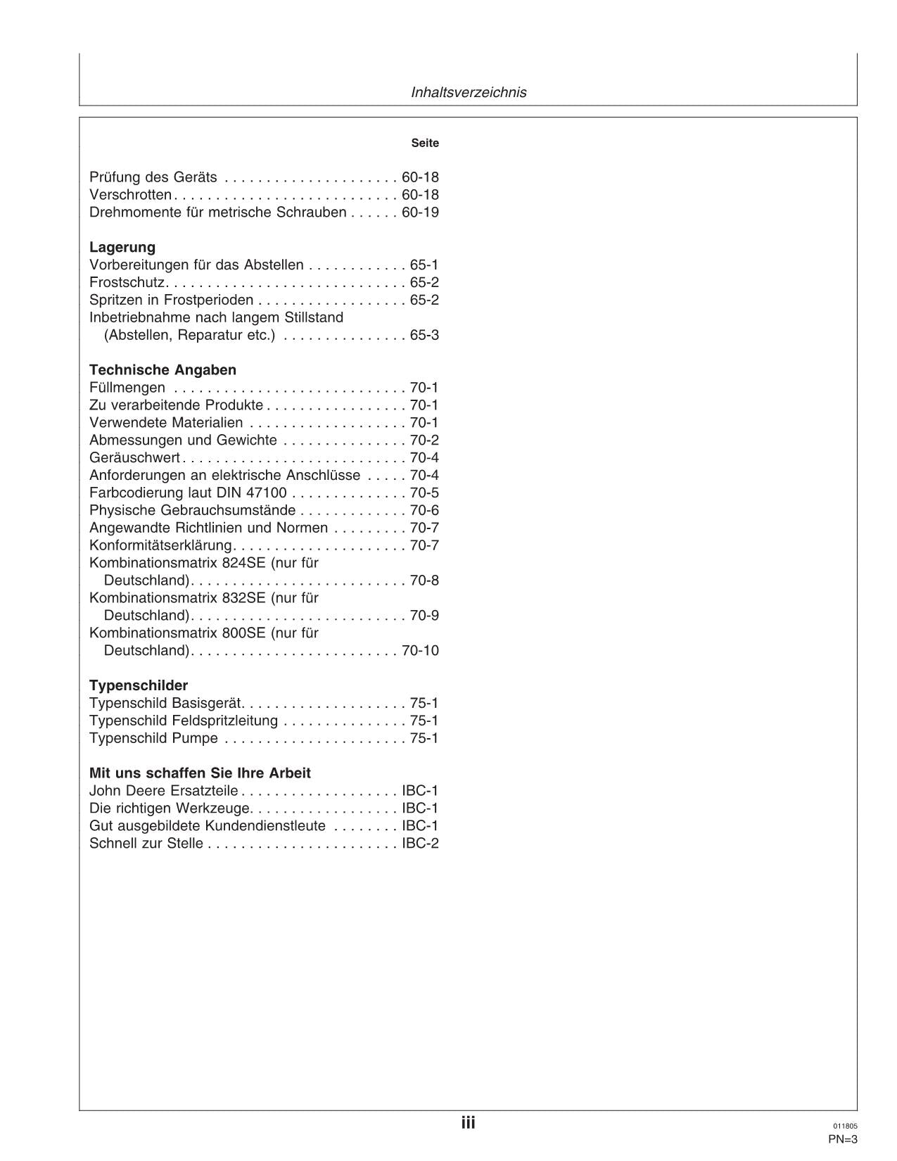 John Deere Anhängefeldspritzen 824SE 832SE betriebsanleitung