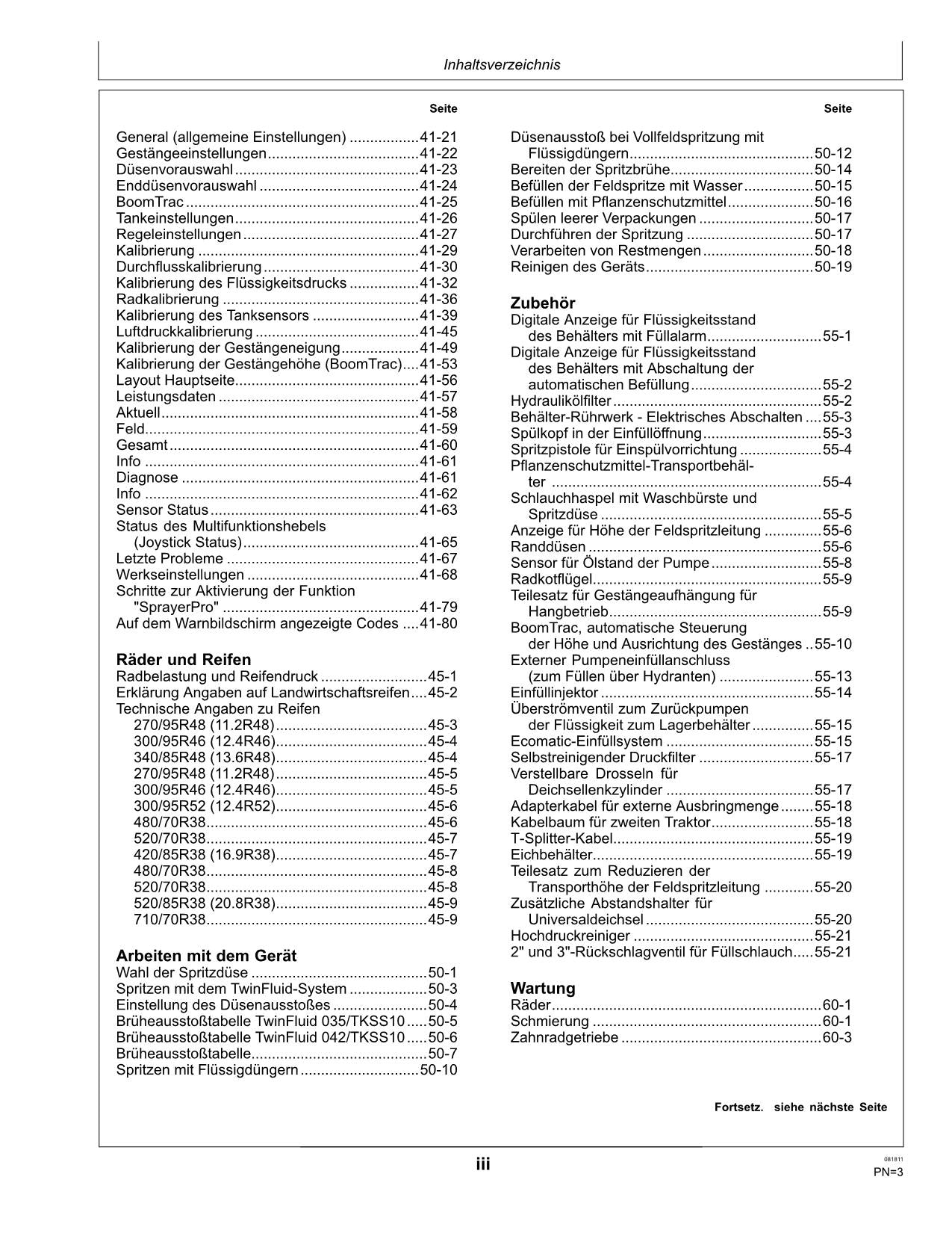 John Deere Anhängefeldspritze 832i 840i TF Spritzsystem betriebsanleitung