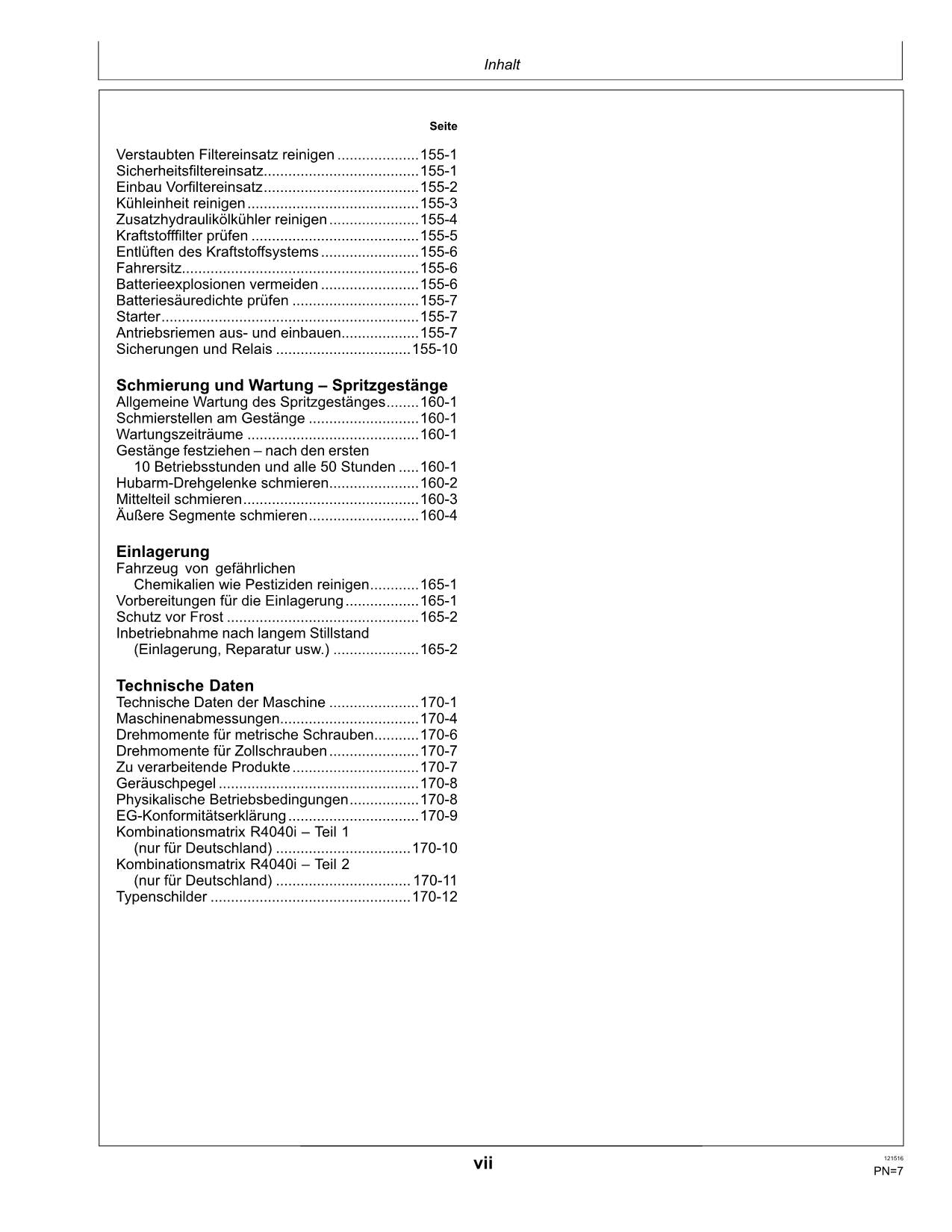 John Deere Fahrzeug R4040i Ausbringung abnehmbare Feldspritze betriebsanleitung