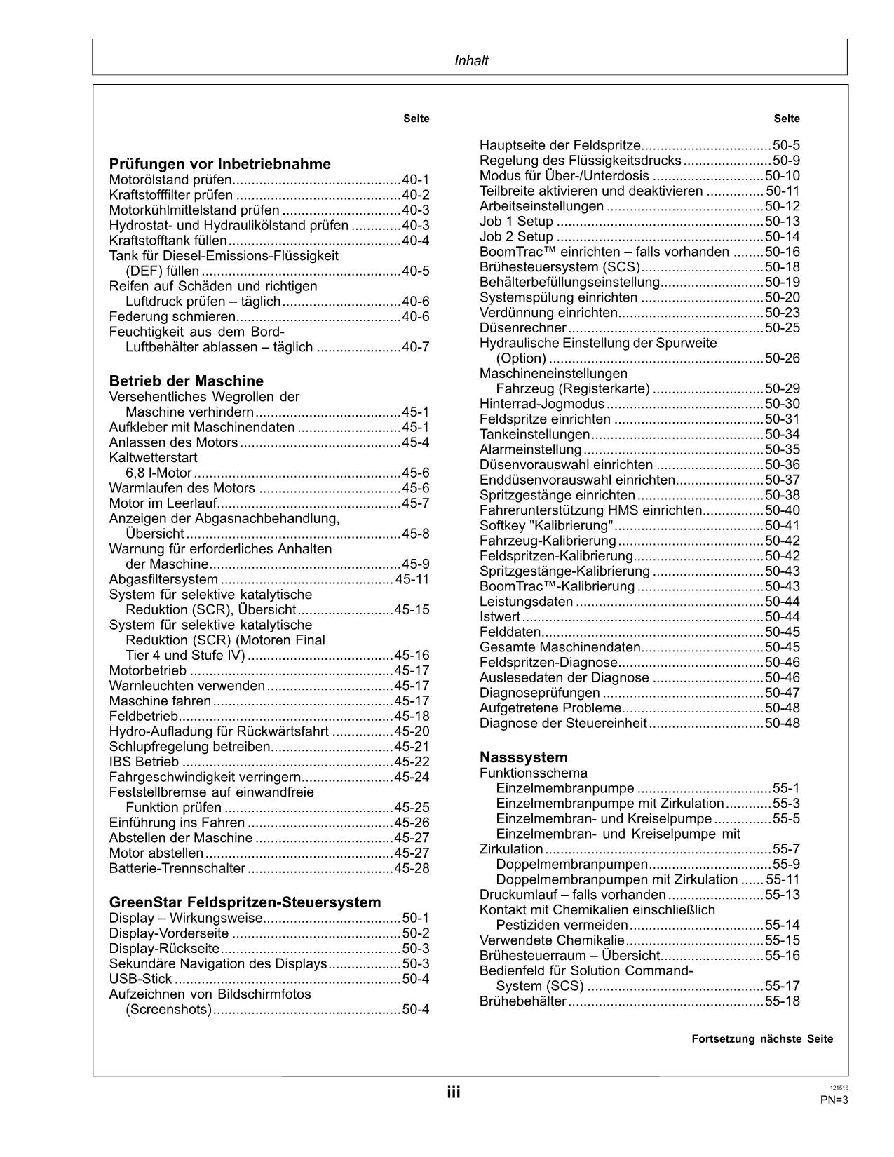 John Deere Fahrzeug R4040i Ausbringung abnehmbare Feldspritze betriebsanleitung