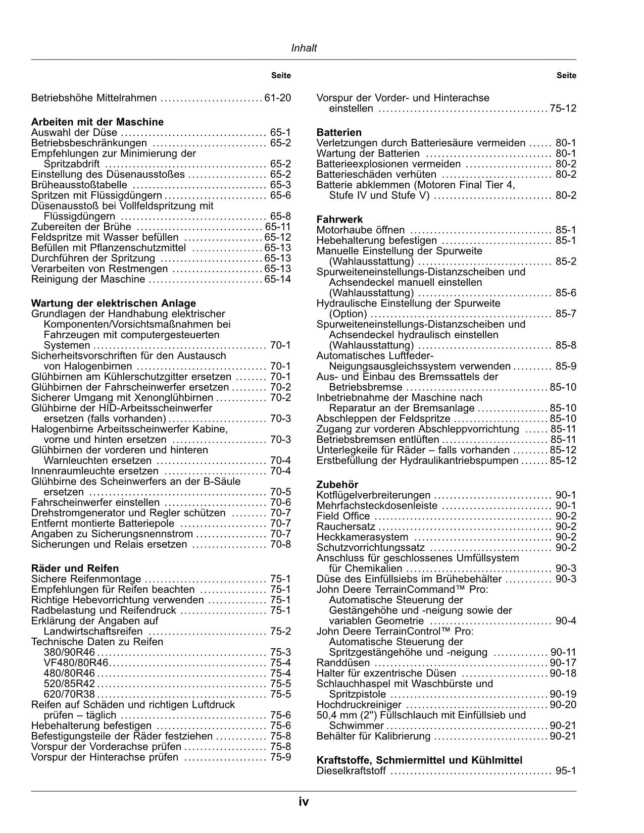 John Deere R4040i R4050i Fahrzeug Ausbringung Feldspritze betriebsanleitung