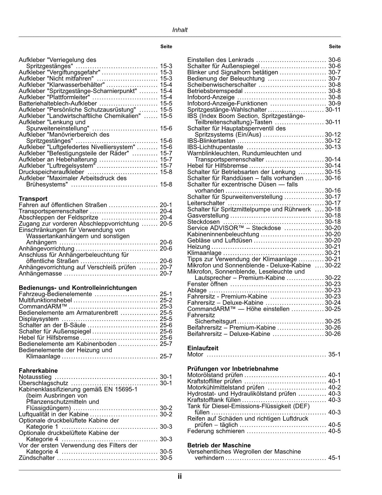 John Deere R4140i R4150i Fahrzeug Ausbringung Feldspritze betriebsanleitung