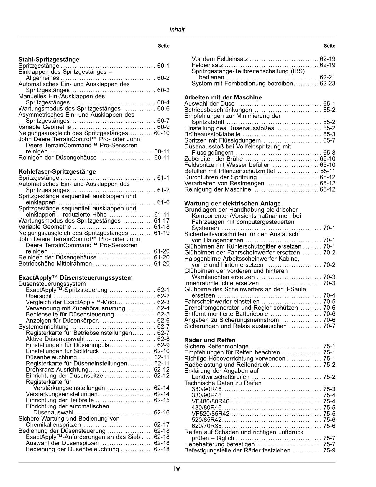 John Deere R4140i R4150i Fahrzeug Ausbringung Feldspritze betriebsanleitung