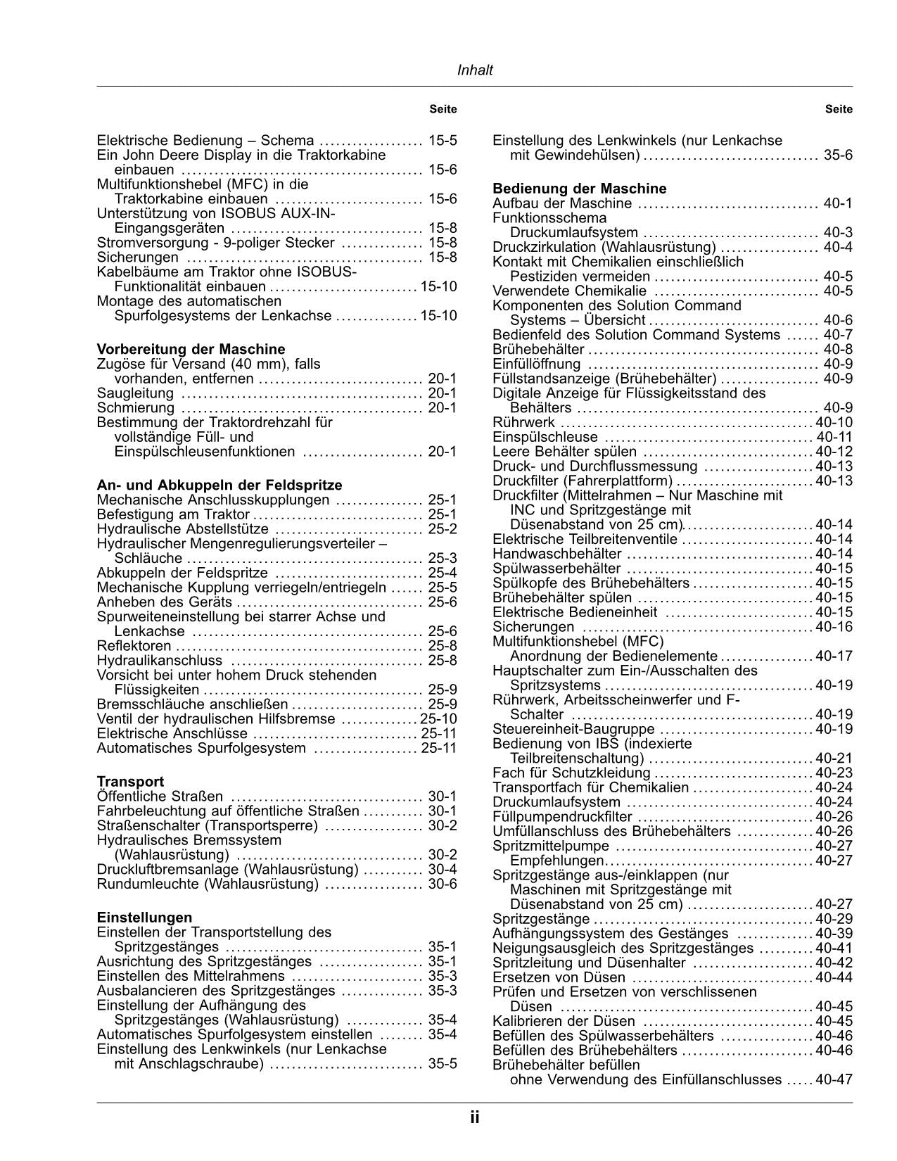 John Deere R944i R952i R962i R975i Anhängefeldspritze betriebsanleitung