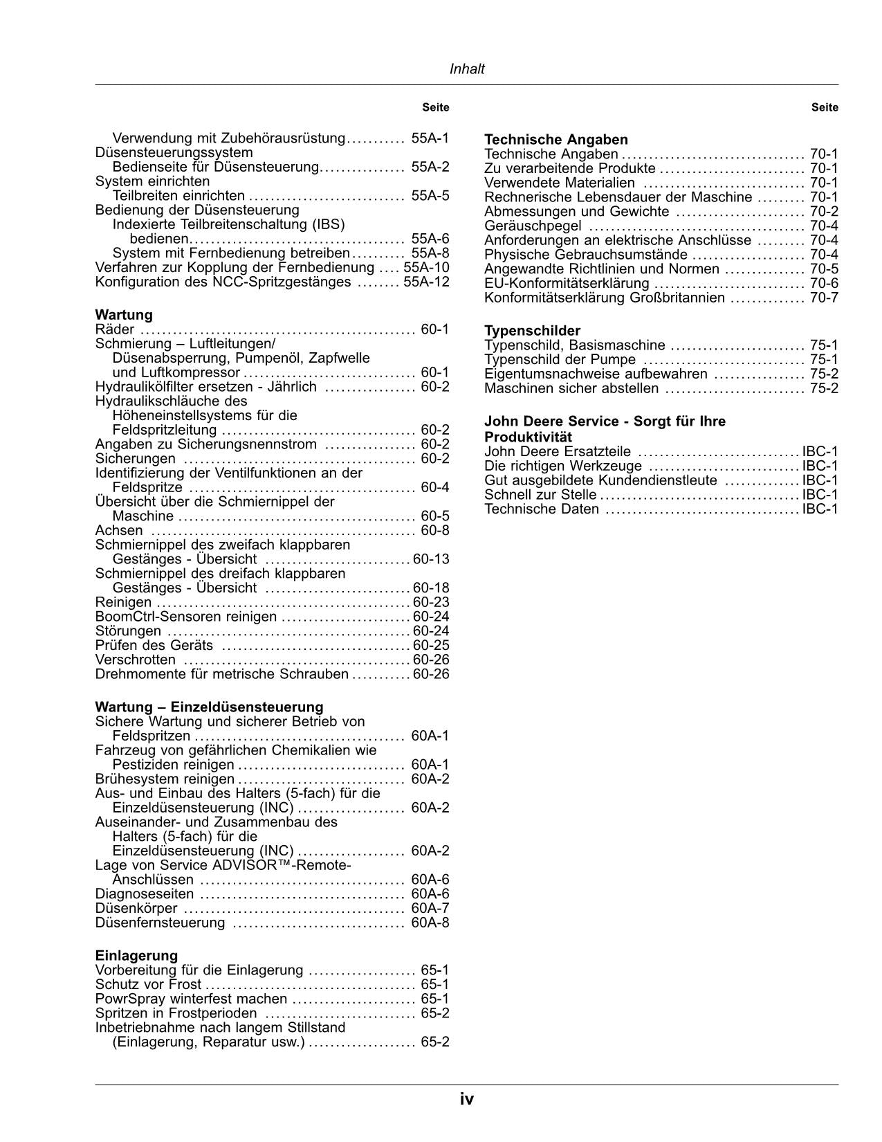 John Deere R944i R952i R962i R975i Anhängefeldspritze betriebsanleitung