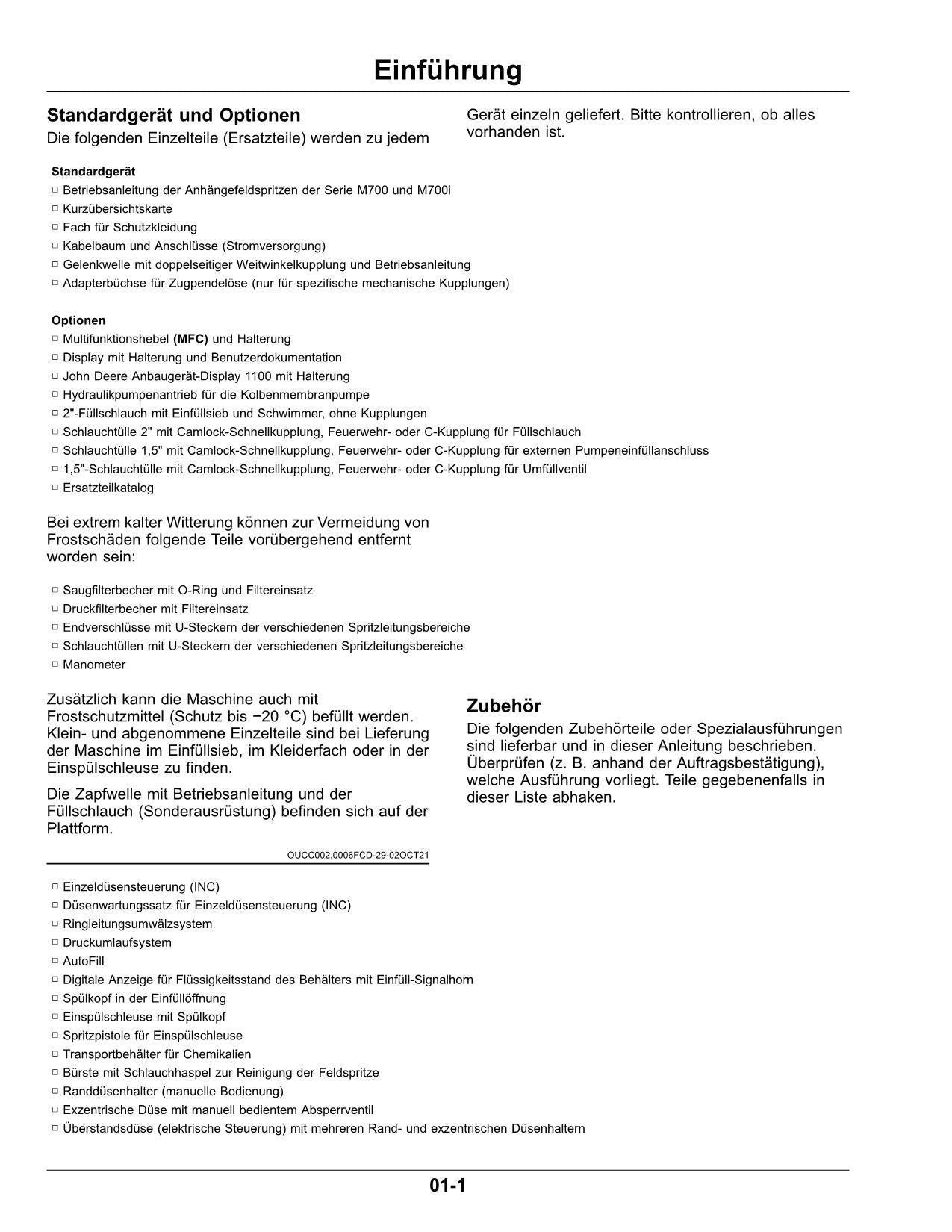 John Deere Anhängefeldspritzen M724 M732 M740M724i M732i M740i manuel d'instructions