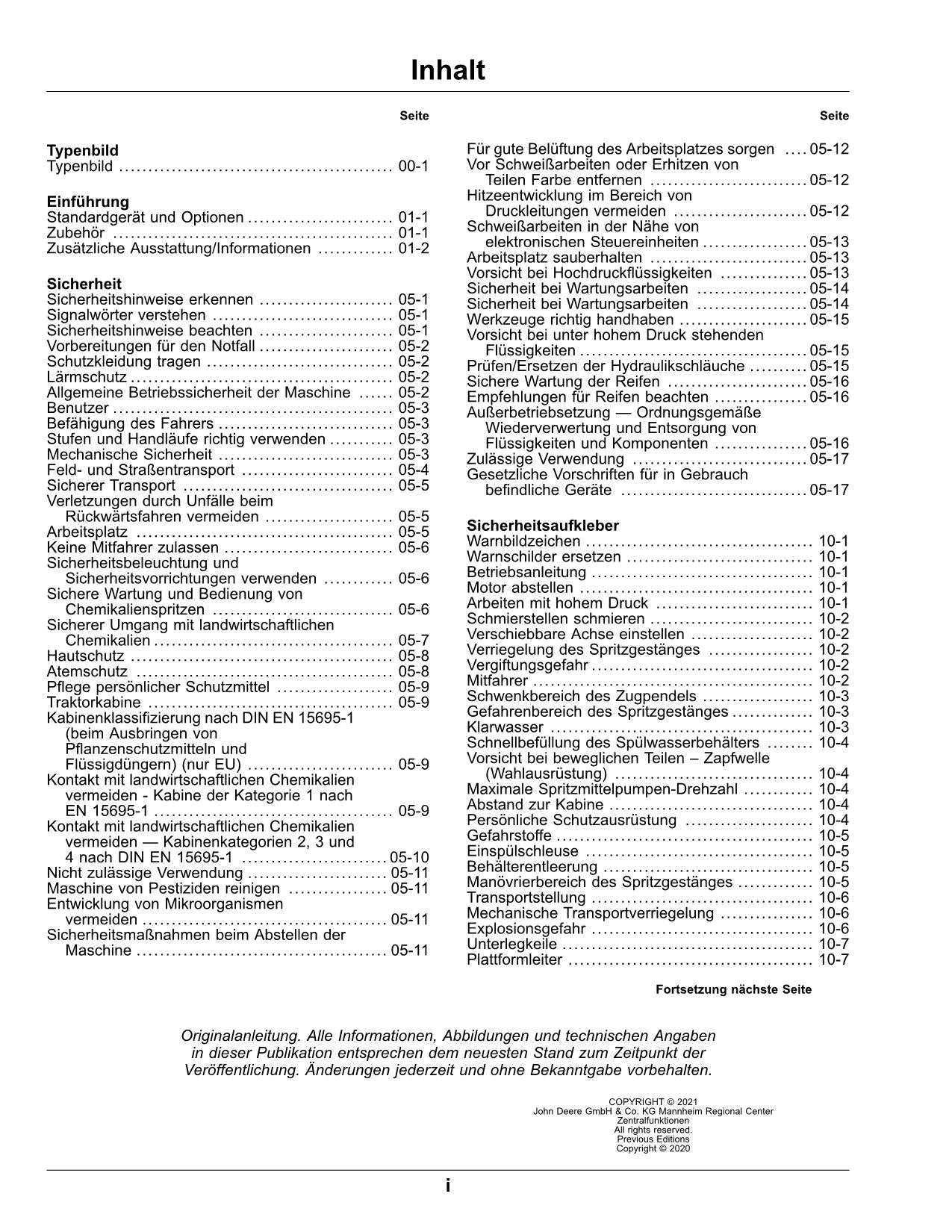 John Deere Anhängefeldspritzen M724 M732 M740M724i M732i M740i manuel d'instructions