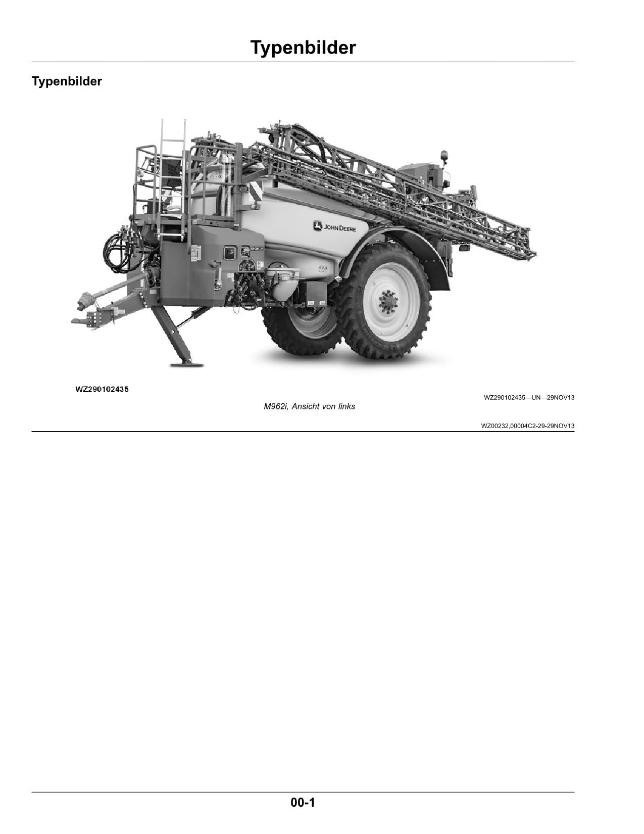 John Deere Anhängefeldspritze M944 M952 M962 M944i M952i M962i betriebsanleitung