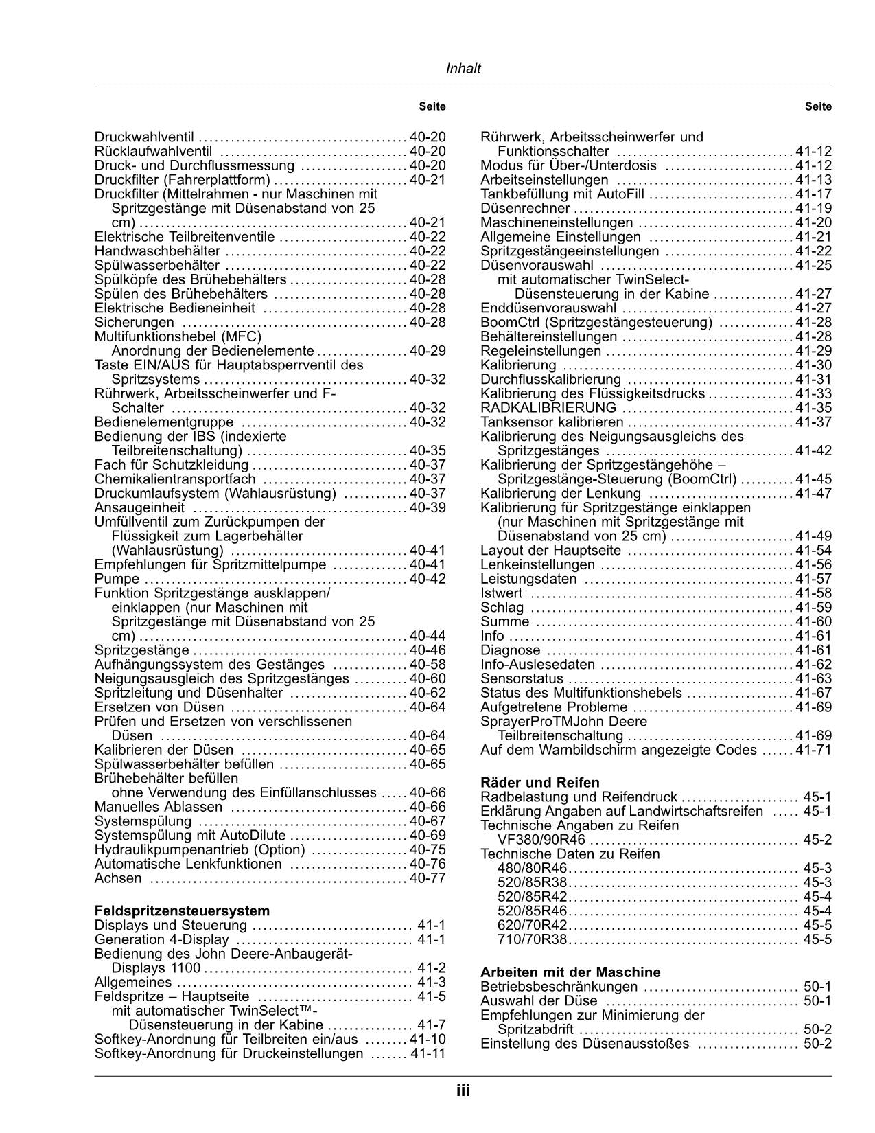 John Deere Anhängefeldspritze M944 M952 M962 M944i M952i M962i betriebsanleitung