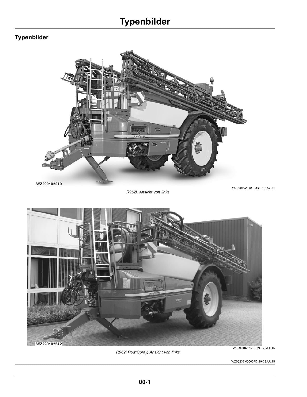 John Deere PowrSpray Anhängefeldspritzen R944i R952i R962i manuel d'instructions