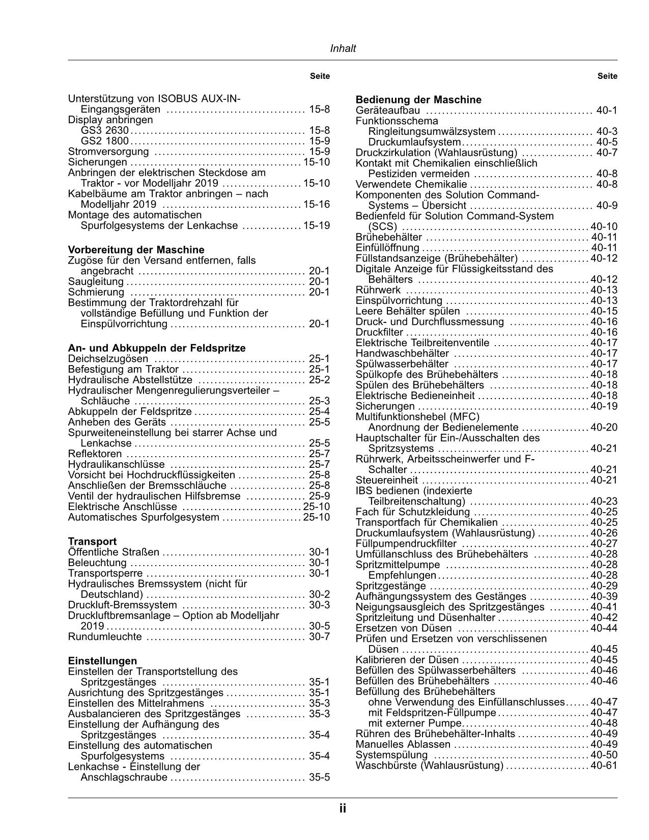 John Deere PowrSpray Anhängefeldspritzen R944i R952i R962i betriebsanleitung