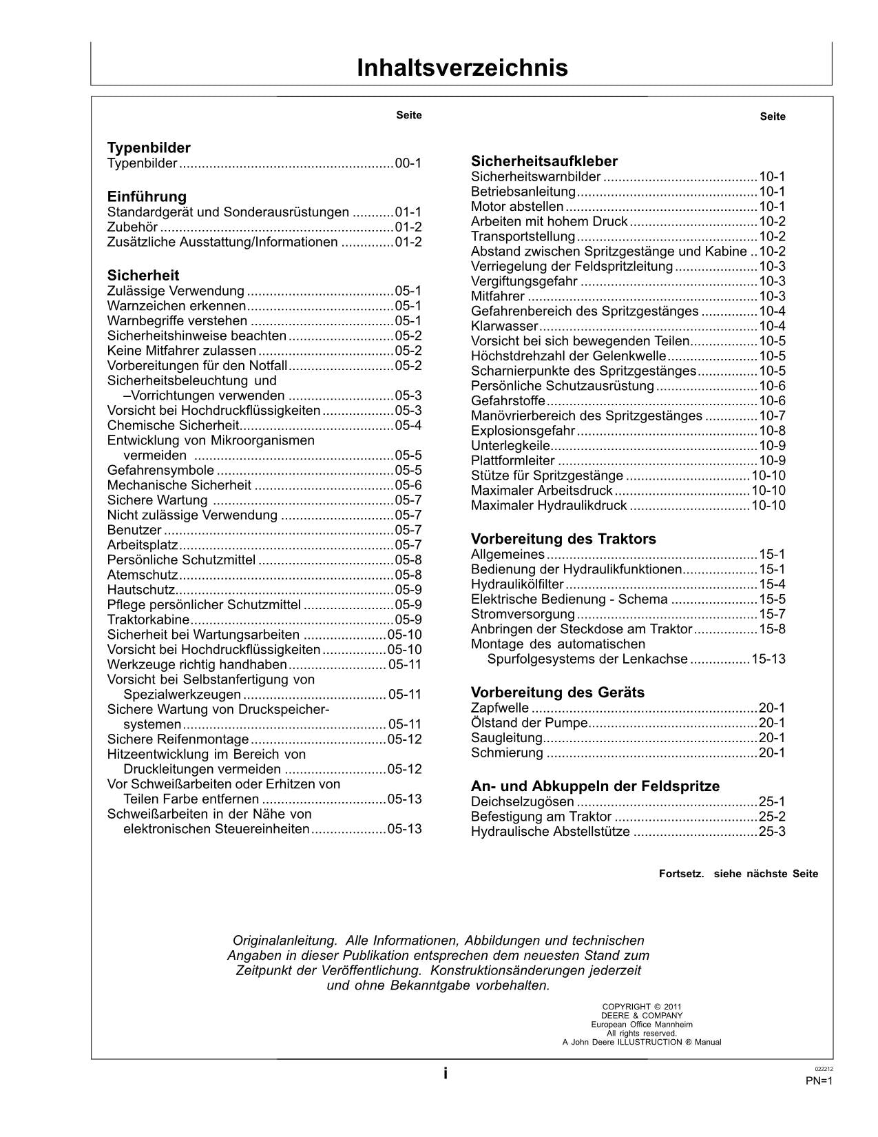 John Deere Anhängefeldspritze R962i MFC Betriebsanleitung