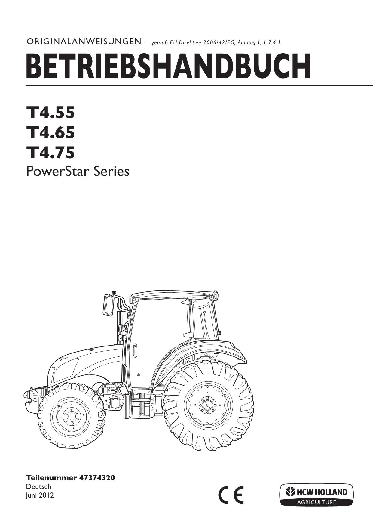 Manuel d'instructions pour tracteur New Holland T4.55 T4.65 T4.75 POWERSTAR SERIES