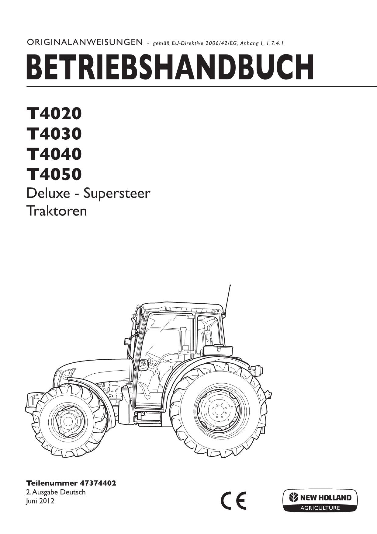 Manuel d'instructions pour tracteur New Holland T4020 T4030 T4040 T4050 DELUXE SUPERSTEER