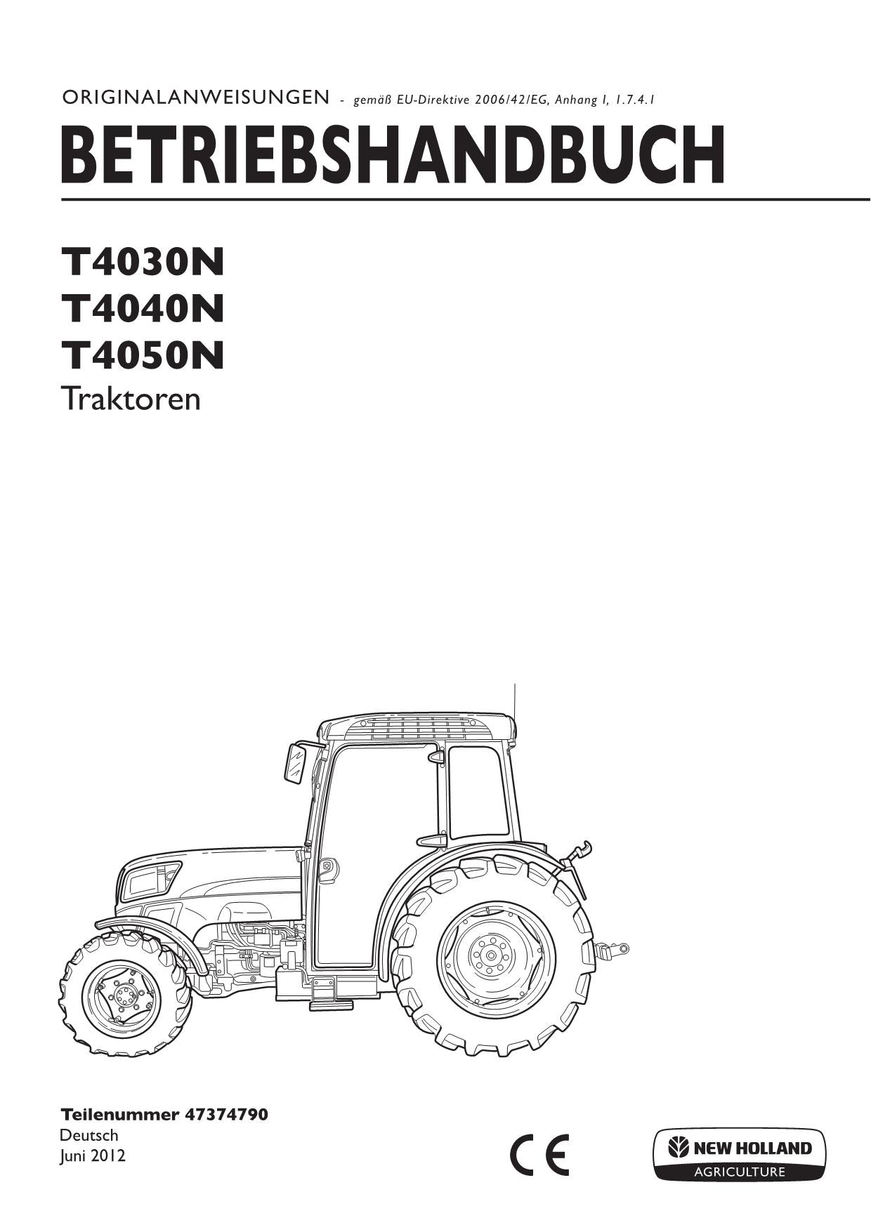 New Holland T4030N T4040N T4050N Traktor Betriebsanleitung