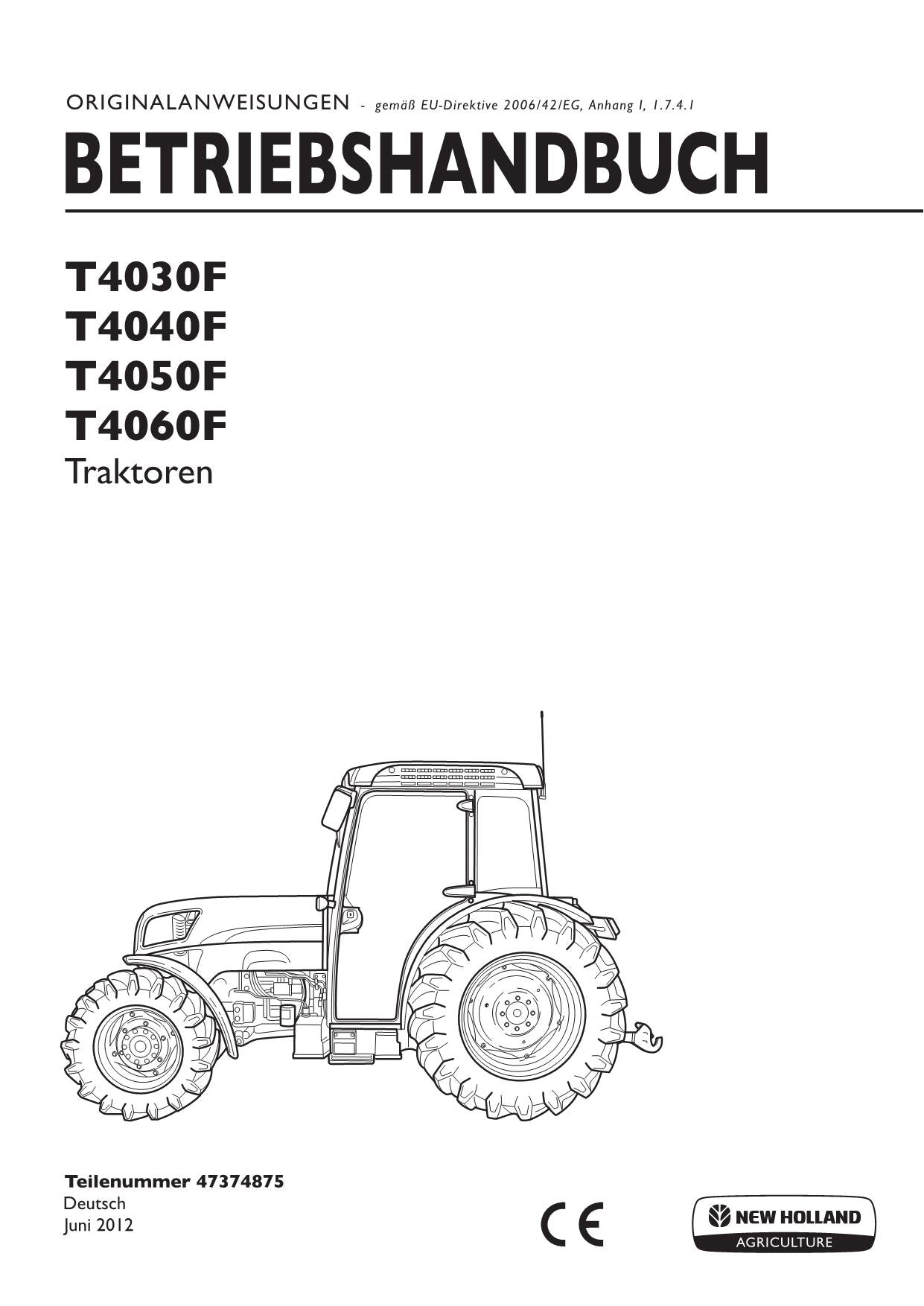 New Holland T4030F T4040F T4050F T4060F traktor betriebsanleitung