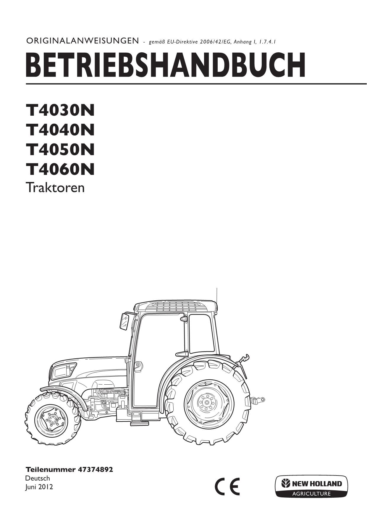 New Holland T4030N T4040N T4050N T4060N traktor betriebsanleitung