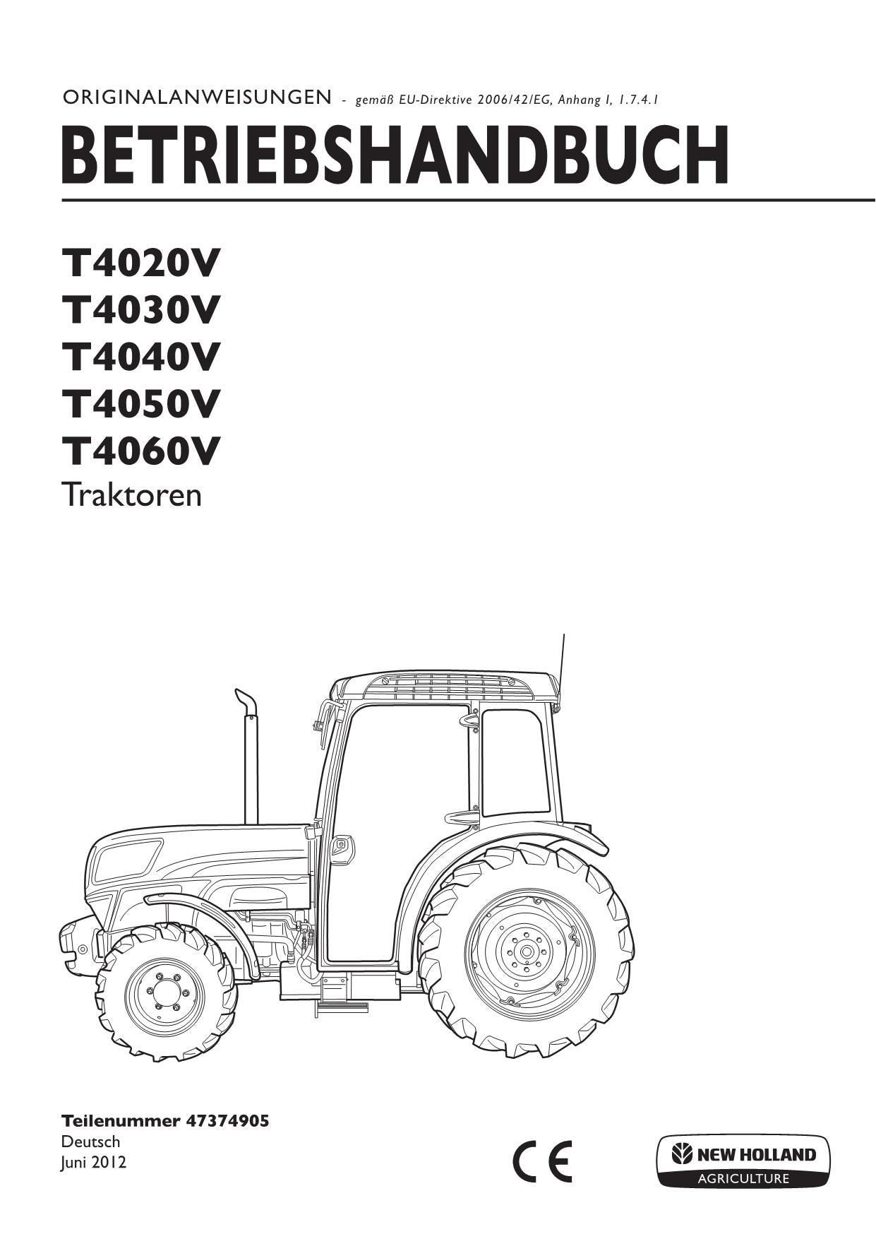 New Holland T4020V T4030V T4040V T4050V T4060V Traktor Betriebsanleitung #1