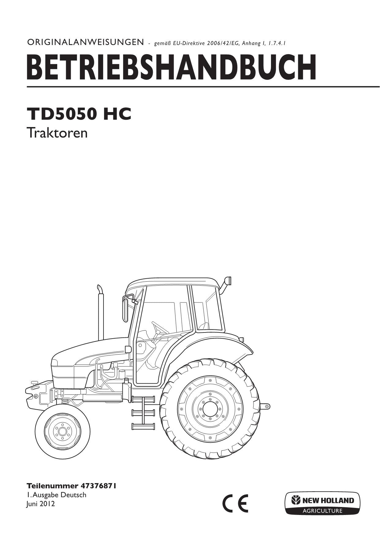 Manuel d'instructions pour tracteur New Holland TD5050 HC