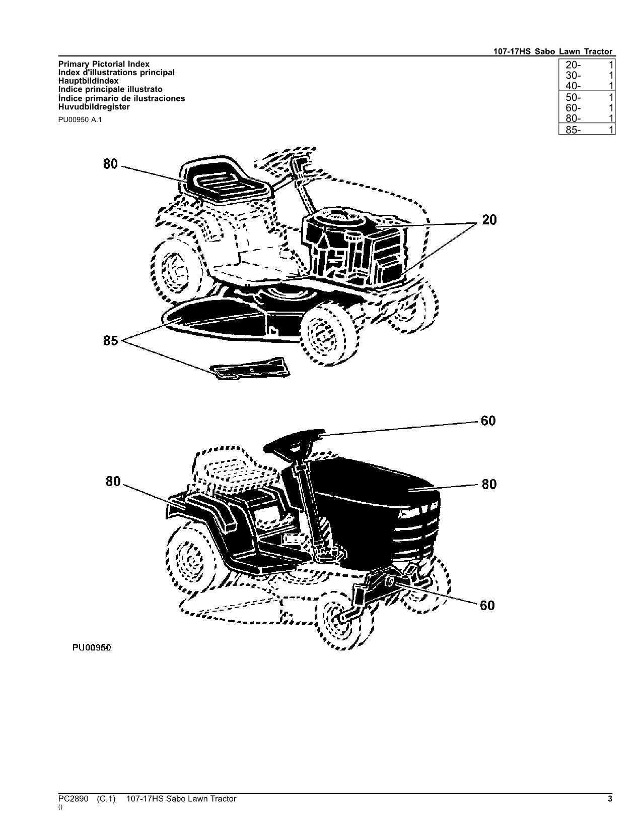 JOHN DEERE 107-17HS TRAKTOR ERSATZTEILKATALOGHANDBUCH