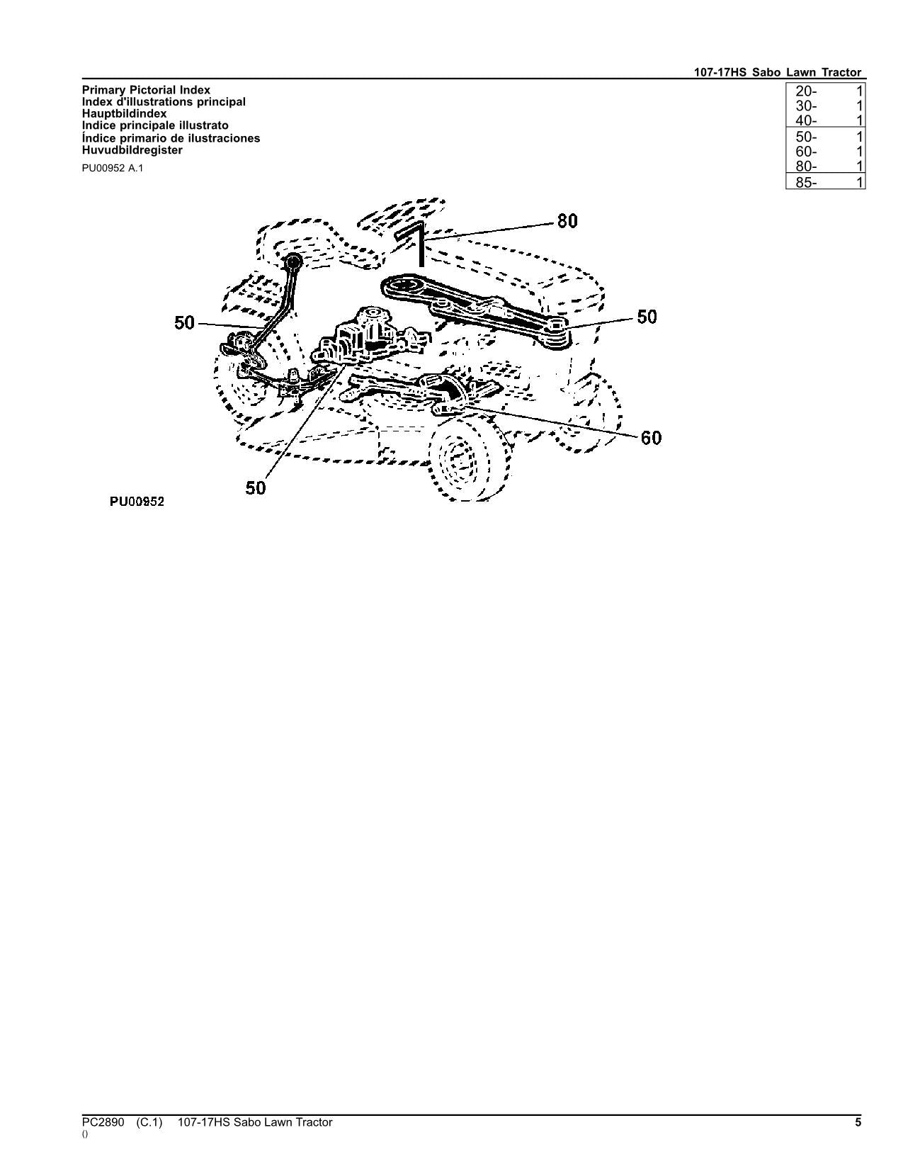 JOHN DEERE 107-17HS TRAKTOR ERSATZTEILKATALOGHANDBUCH