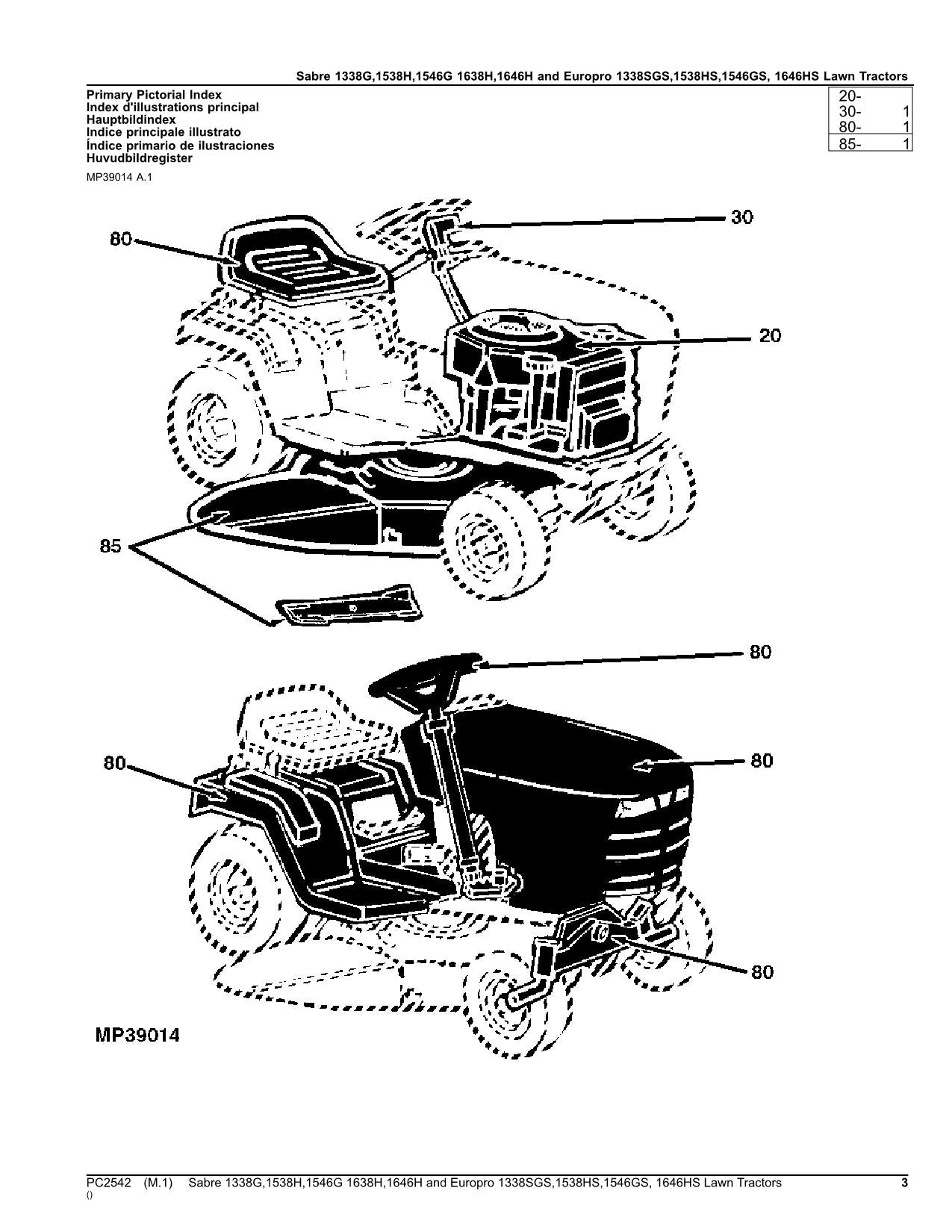 MANUEL DU CATALOGUE DES PIÈCES DE RECHANGE POUR TRACTEUR JOHN DEERE 1338GS 1538HX 1546GS 1646HS