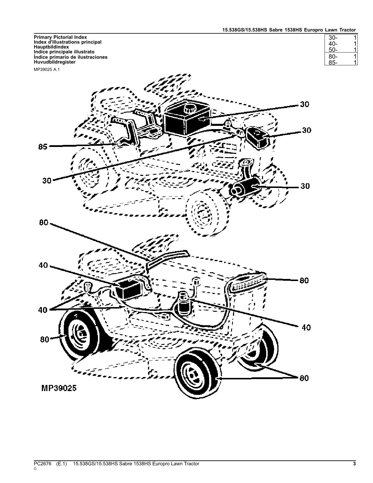 JOHN DEERE 15.538GS 15.538HS 1538HS TRACTOR PARTS CATALOG MANUAL