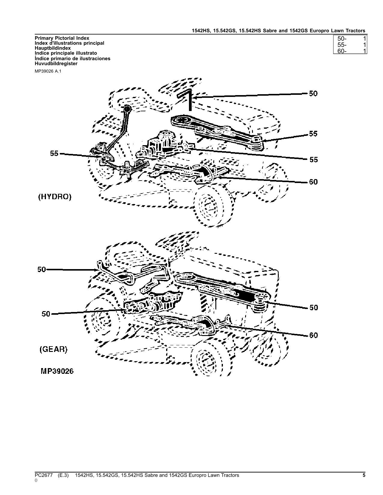 JOHN DEERE 1542HS 15.542GS 15.542HS 1542GS TRAKTOR TEILEKATALOGHANDBUCH