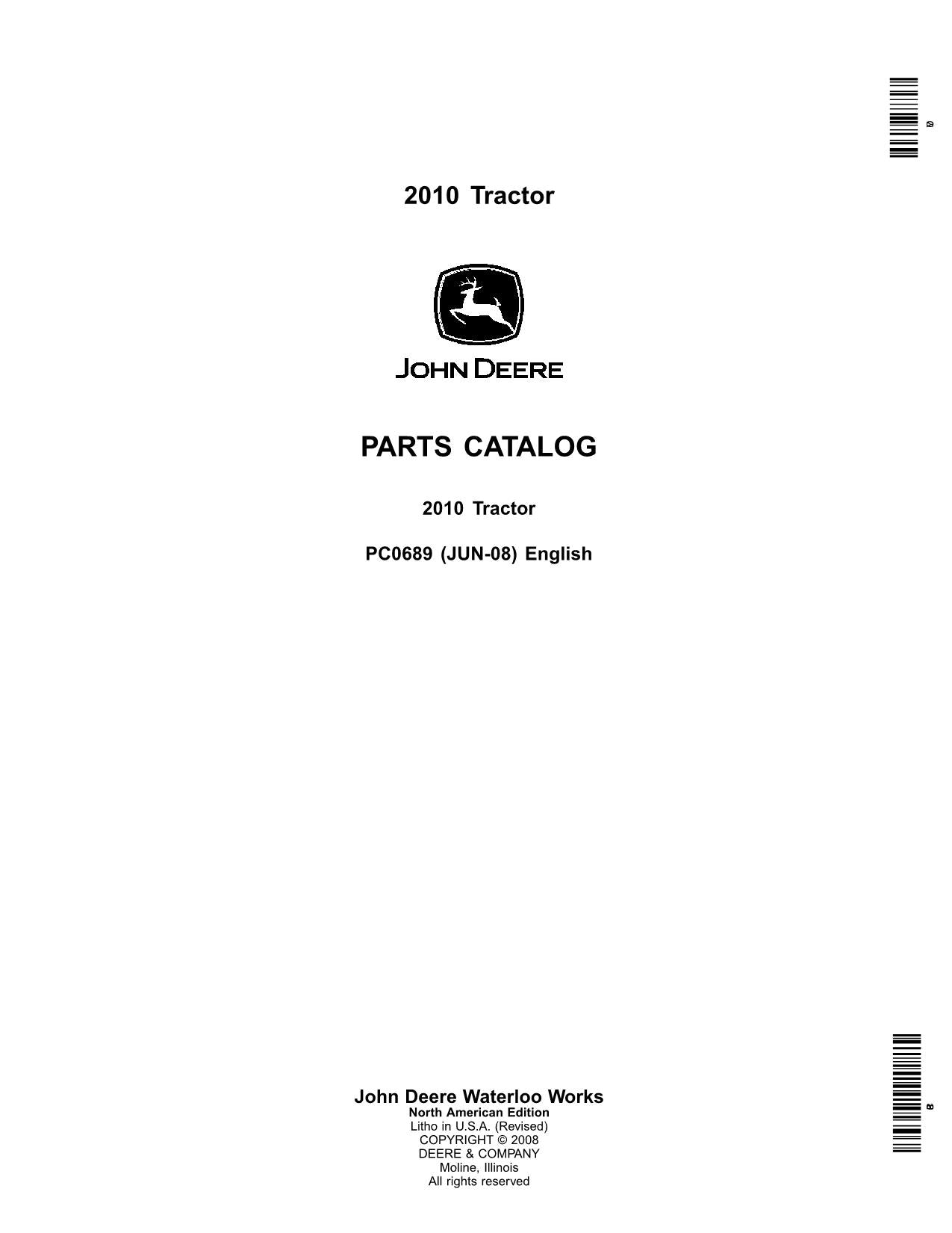 JOHN DEERE 2010 TRACTOR PARTS CATALOG MANUAL #1