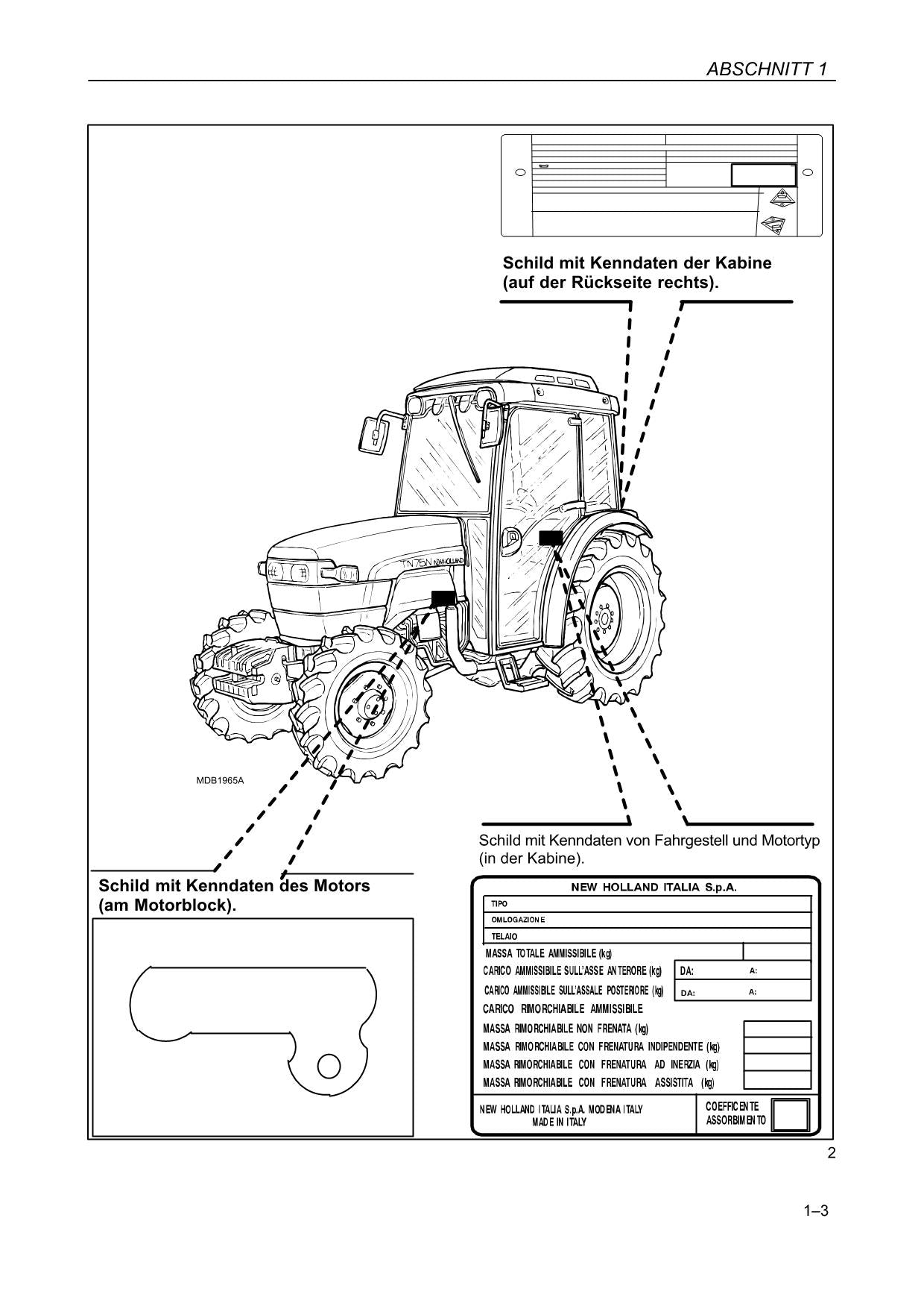 New Holland TN55V TN65V TN75VM TN65N TN75N Traktor-Bedienungsanleitung