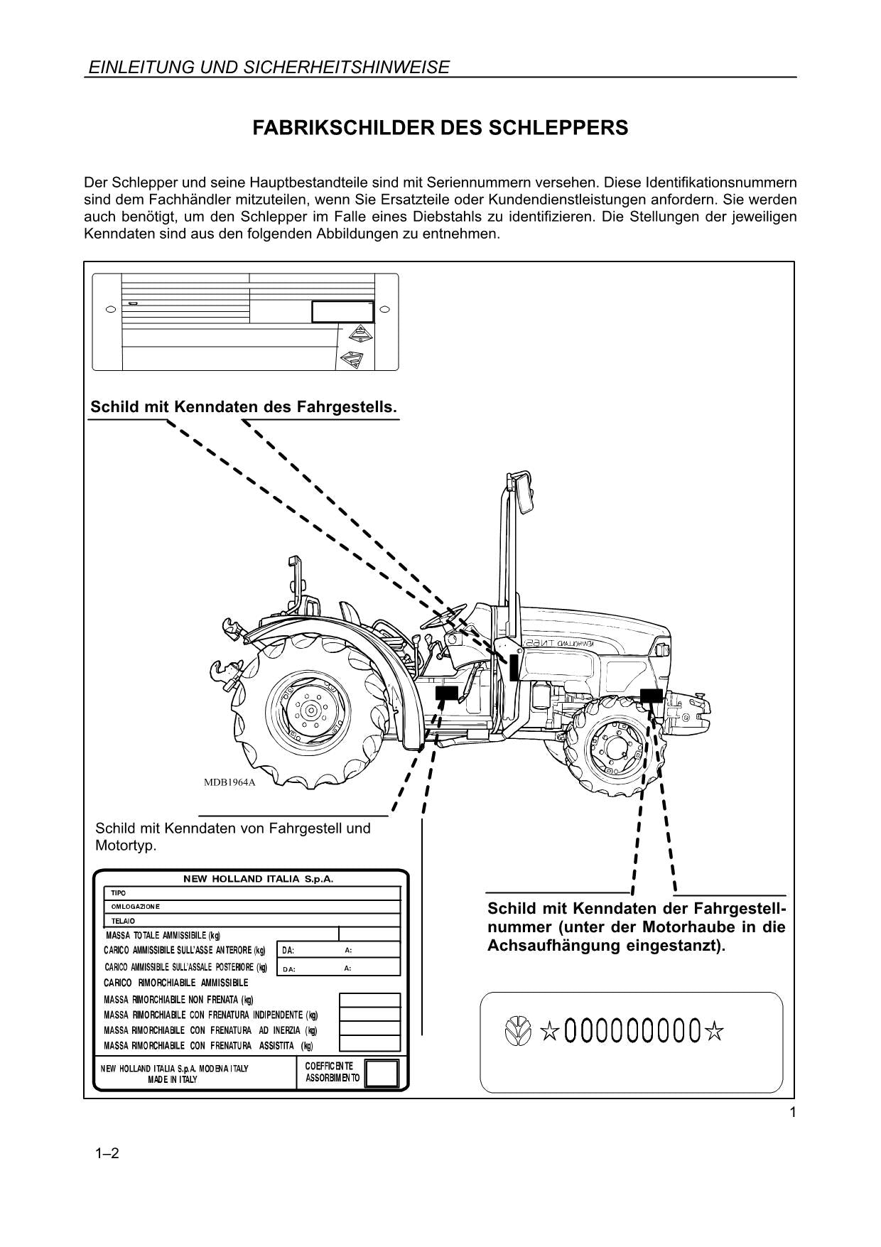 New Holland TN55V TN65V TN75VM TN65N TN75N Traktor-Bedienungsanleitung