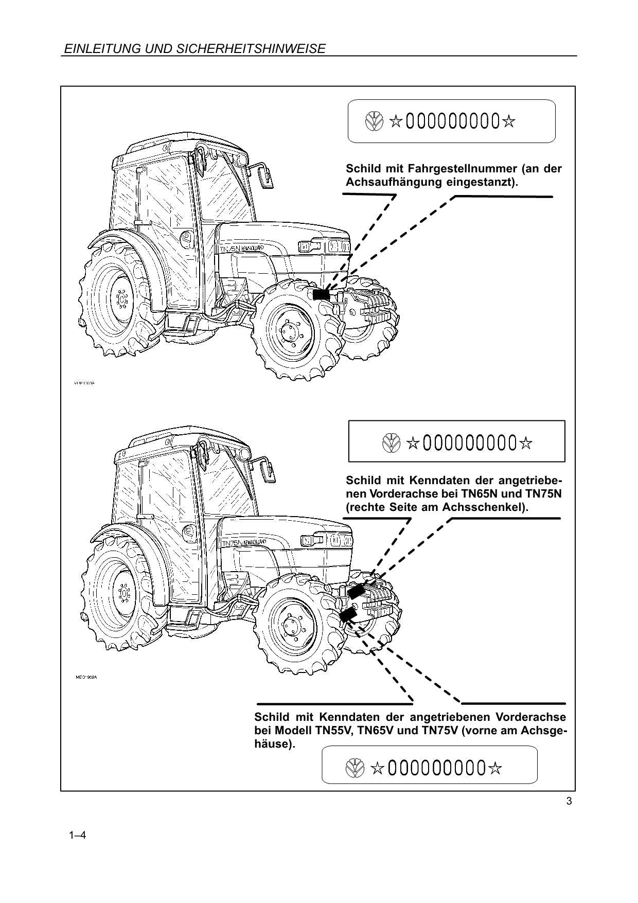 New Holland TN55V TN65V TN75VM TN65N TN75N Traktor-Bedienungsanleitung