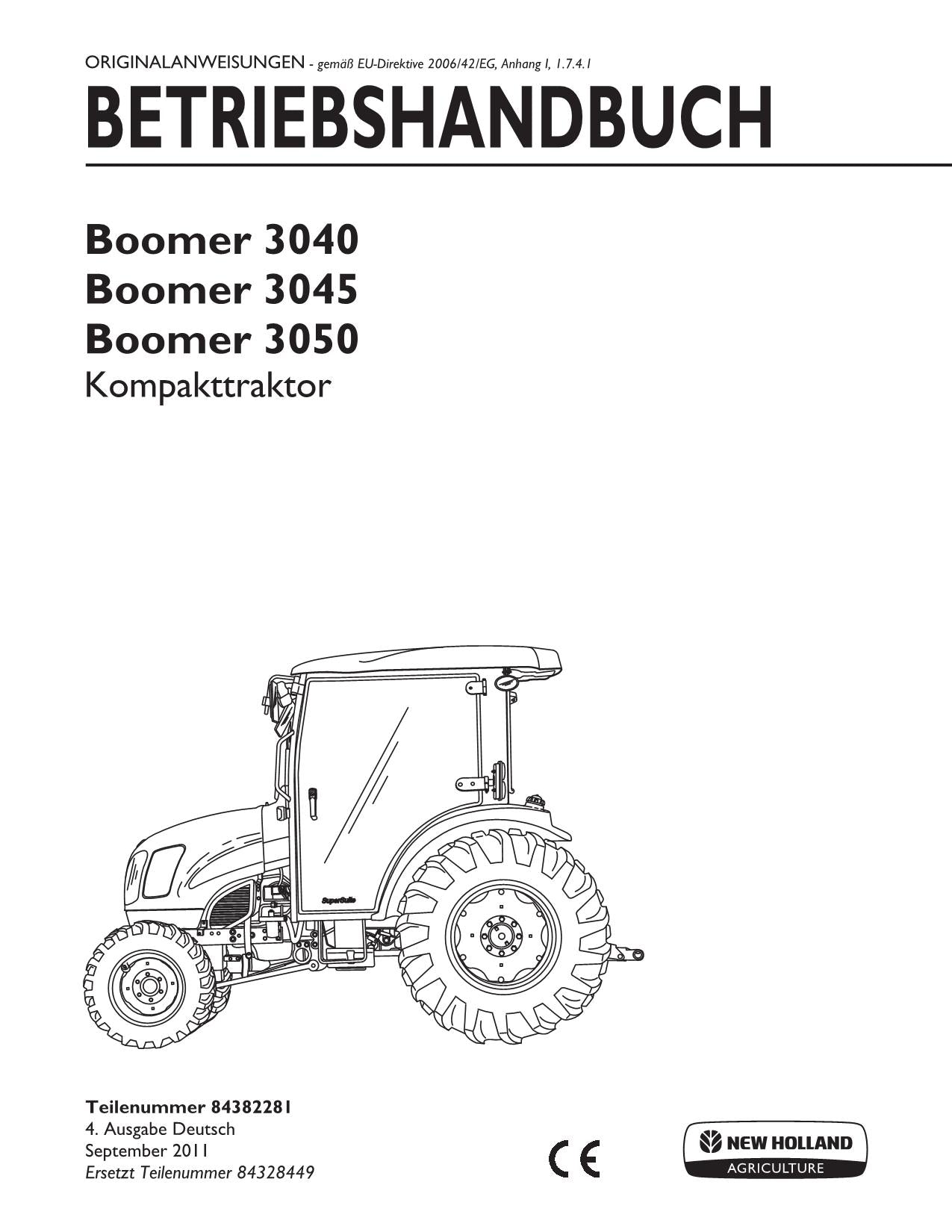 New Holland BOOMER 3040 3045 3050 COMPACT traktor betriebsanleitung