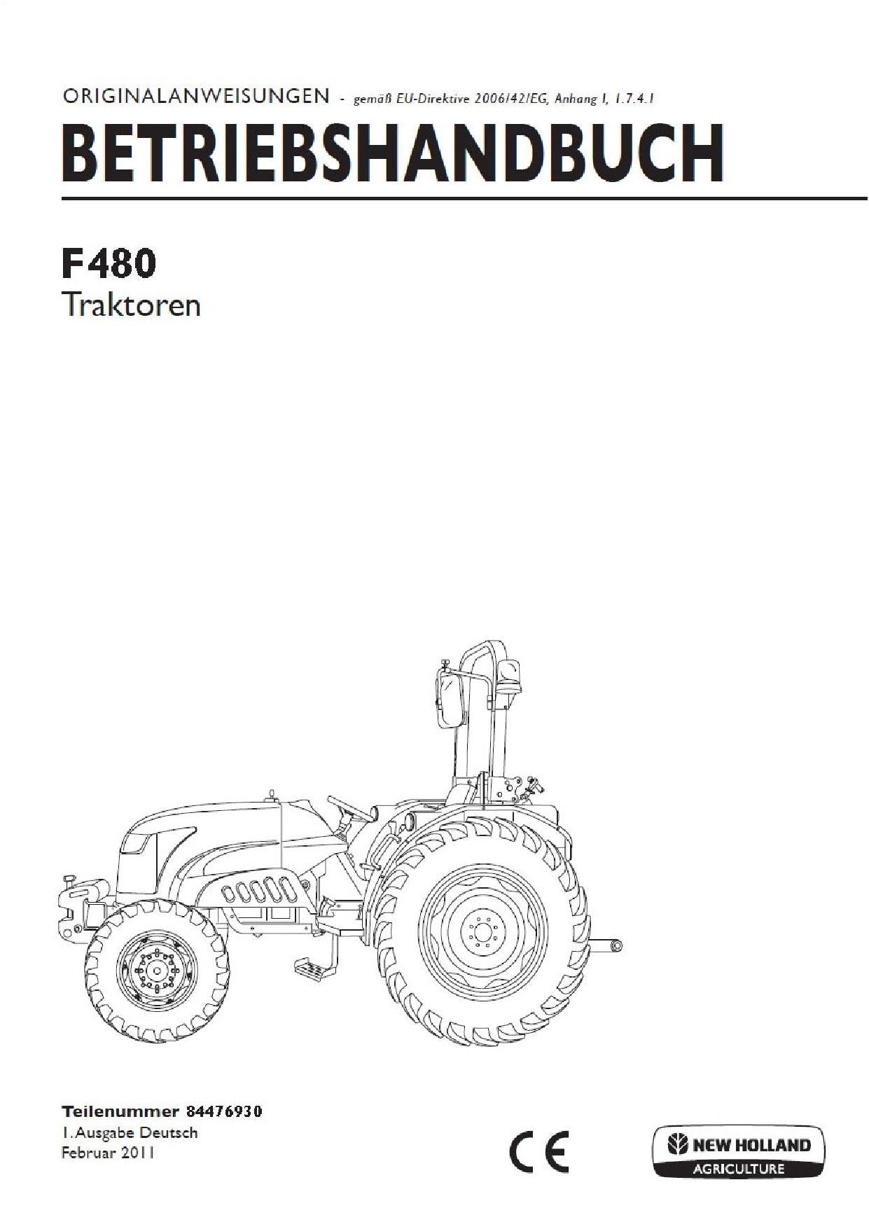 Manuel d'instructions pour tracteur New Holland F480